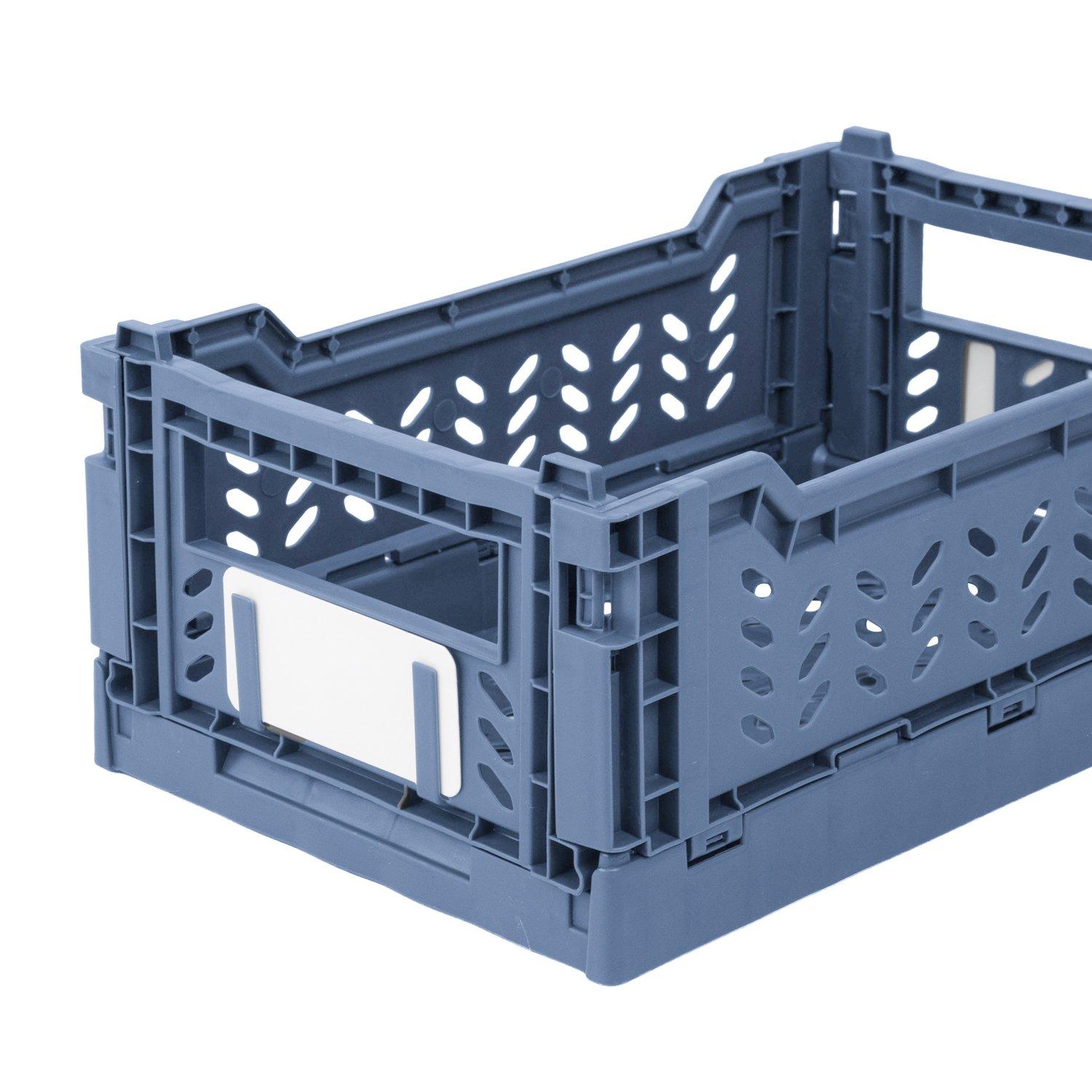 Blue - JVL - JVL STACKIT - Set of 4 Foldable Storage Crates - 6