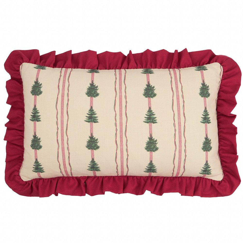 Linen/ Dark Red - Furn - Spruce Stripes Christmas Cushion - 1