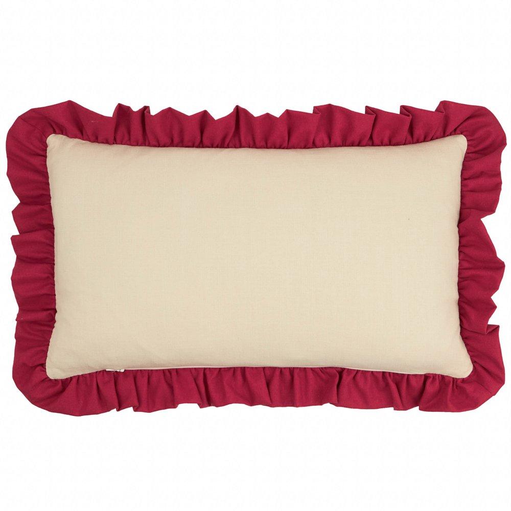 Linen/ Dark Red - Furn - Spruce Stripes Christmas Cushion - 2