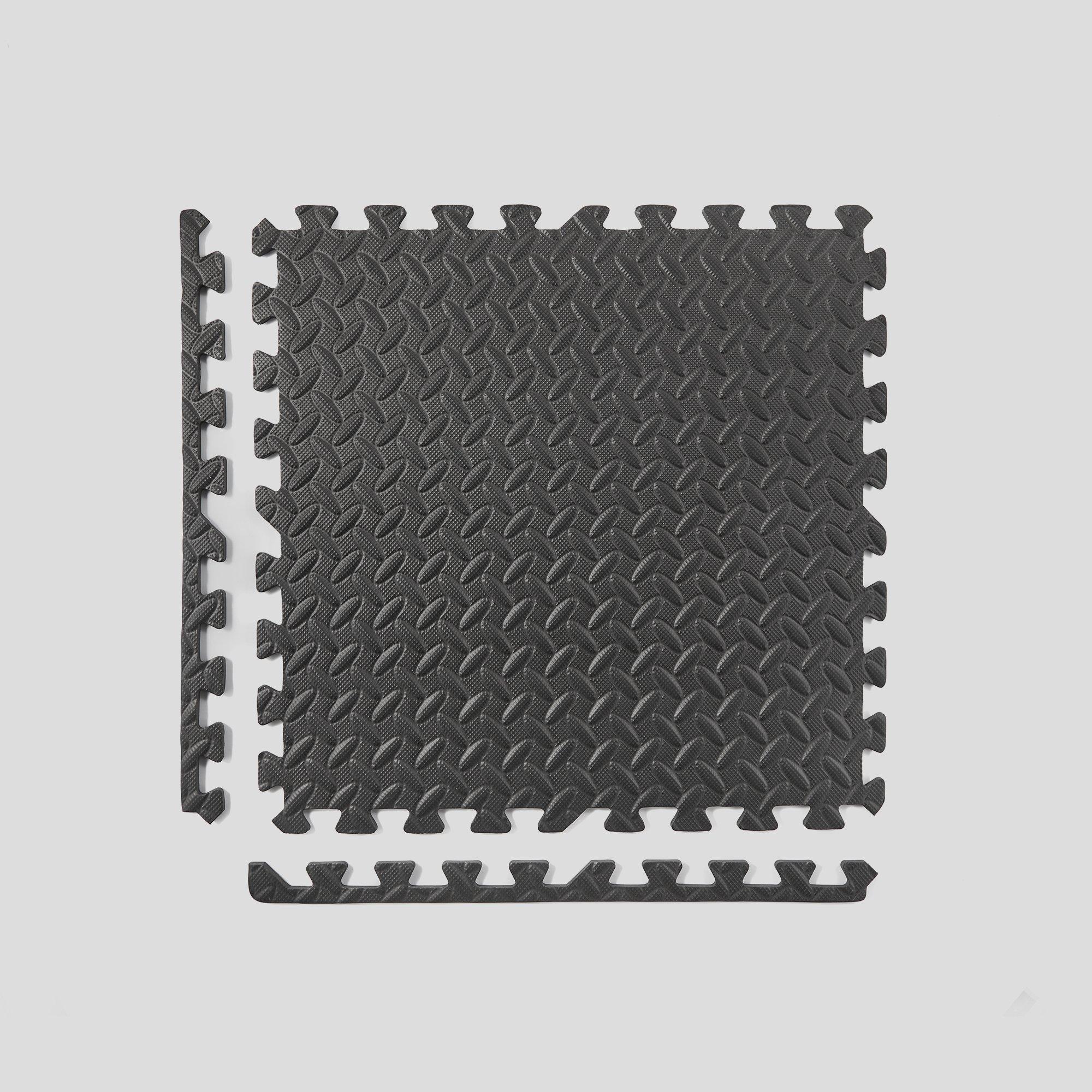 Phoenix Fitness  Interlocking Gym Floor Tiles - Black - 60 x 60 cm