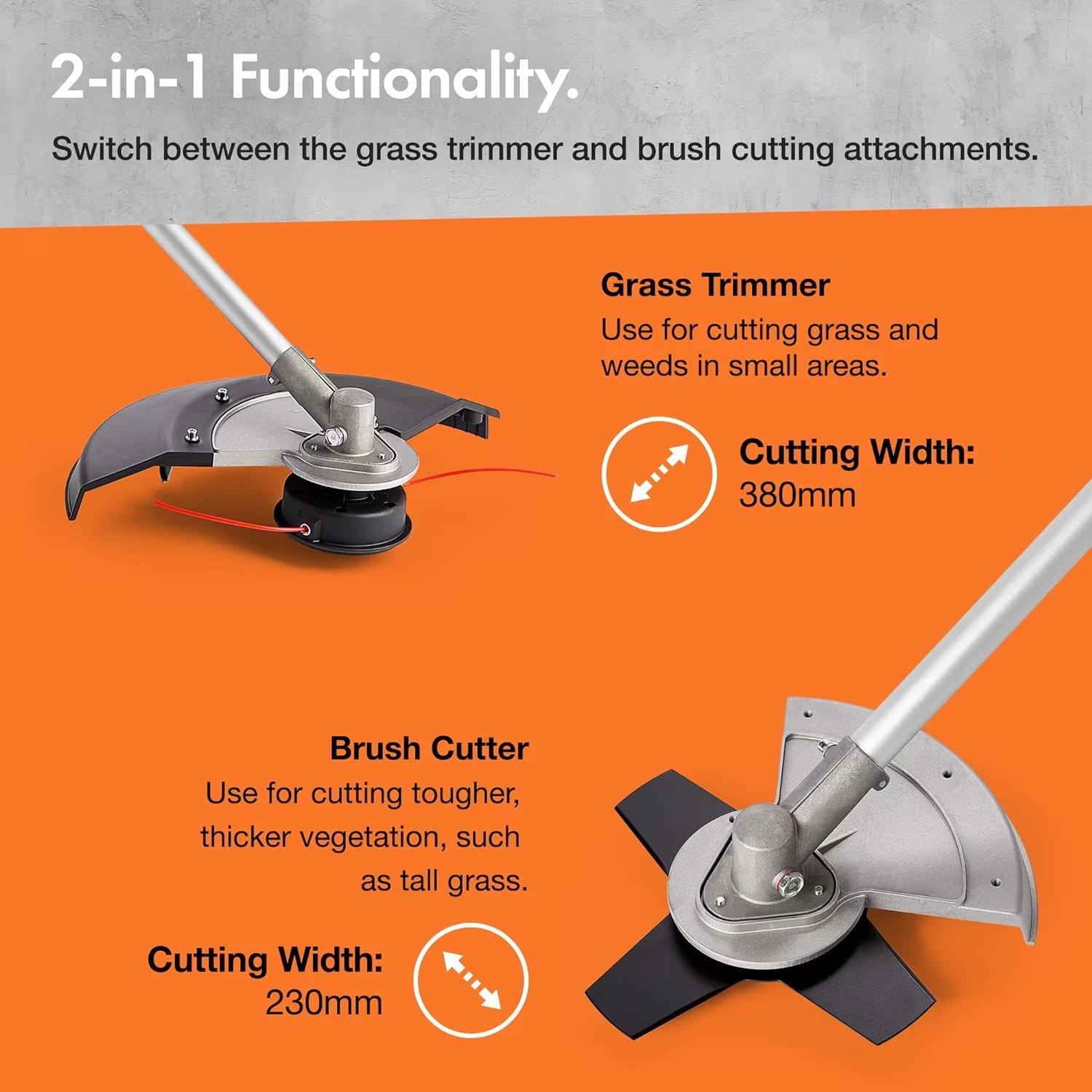 Grey - VonHaus - VomHaus - Rear Motor Grass Trimmer + Brush Cutter - 2