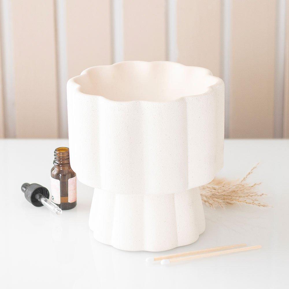 White - Something Different - Scalloped Pedestal Oil Burner - 1