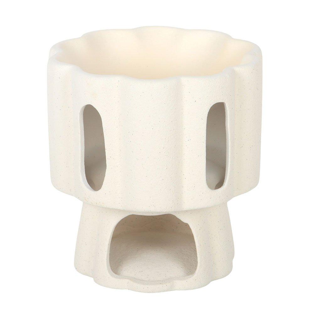 White - Something Different - Scalloped Pedestal Oil Burner - 3