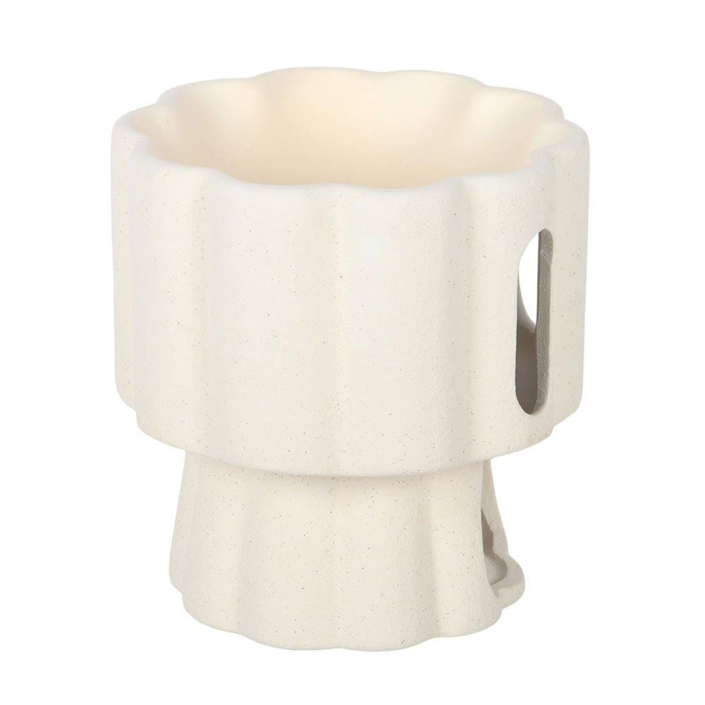 White - Something Different - Scalloped Pedestal Oil Burner - 4