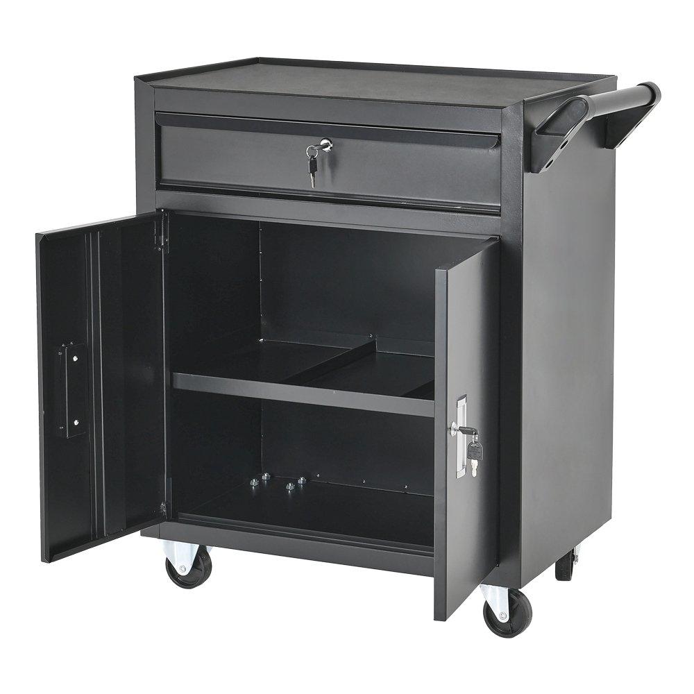 Black - Breeins - Lockable Rolling Tool Storage Cabinet Black - 5