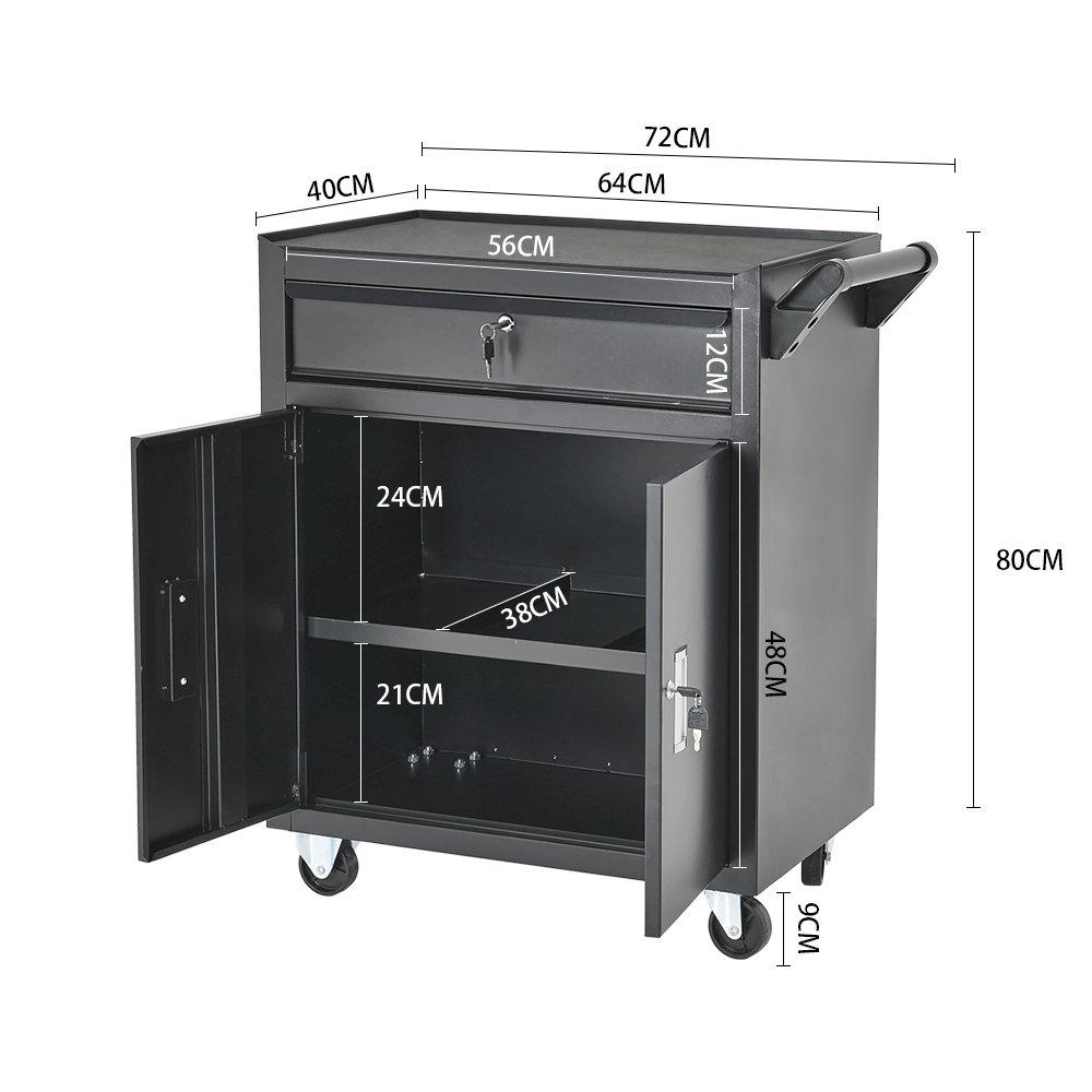 Black - Breeins - Lockable Rolling Tool Storage Cabinet Black - 8