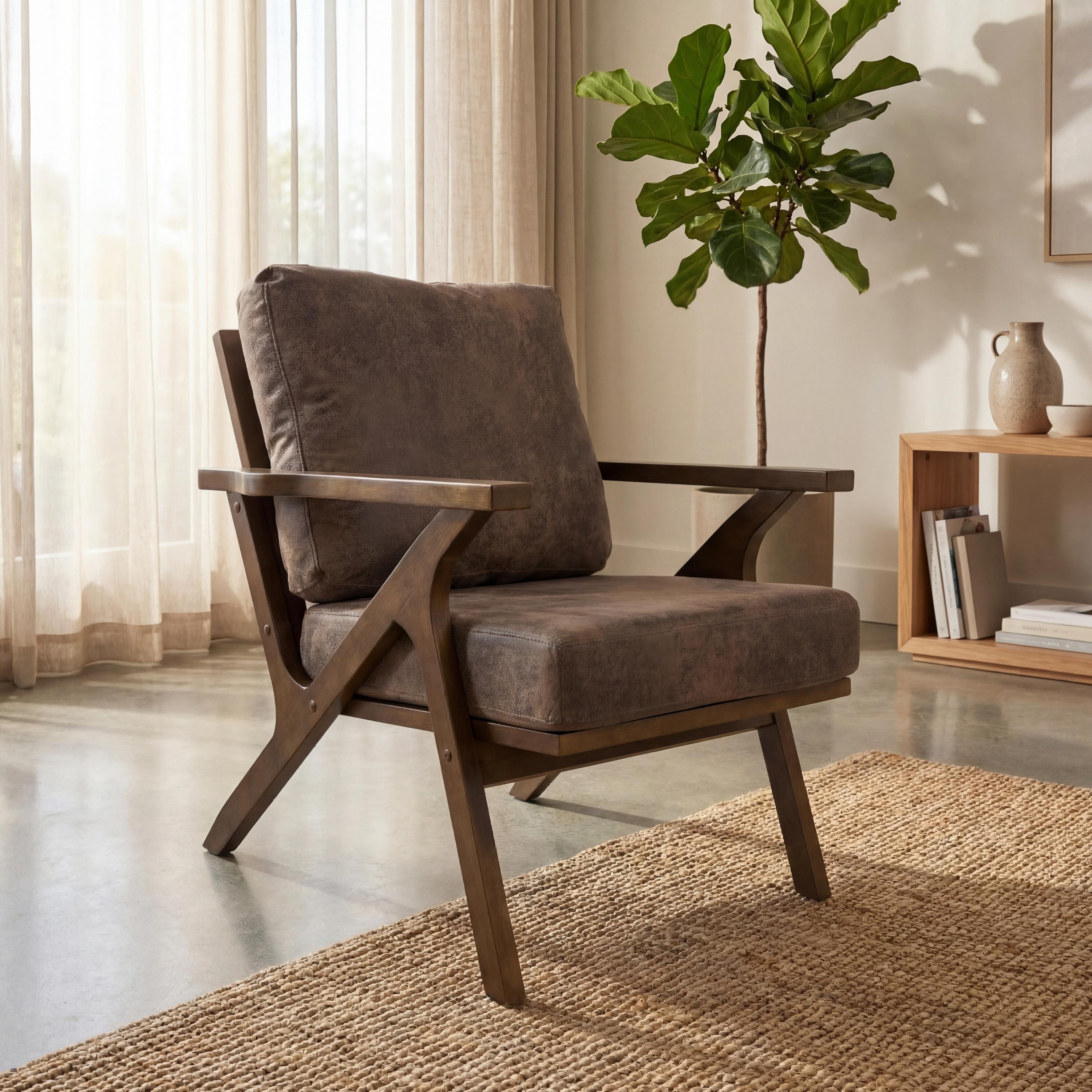 Brown - Shankar - Hampton Suede Effect Brown Accent Chair - 1