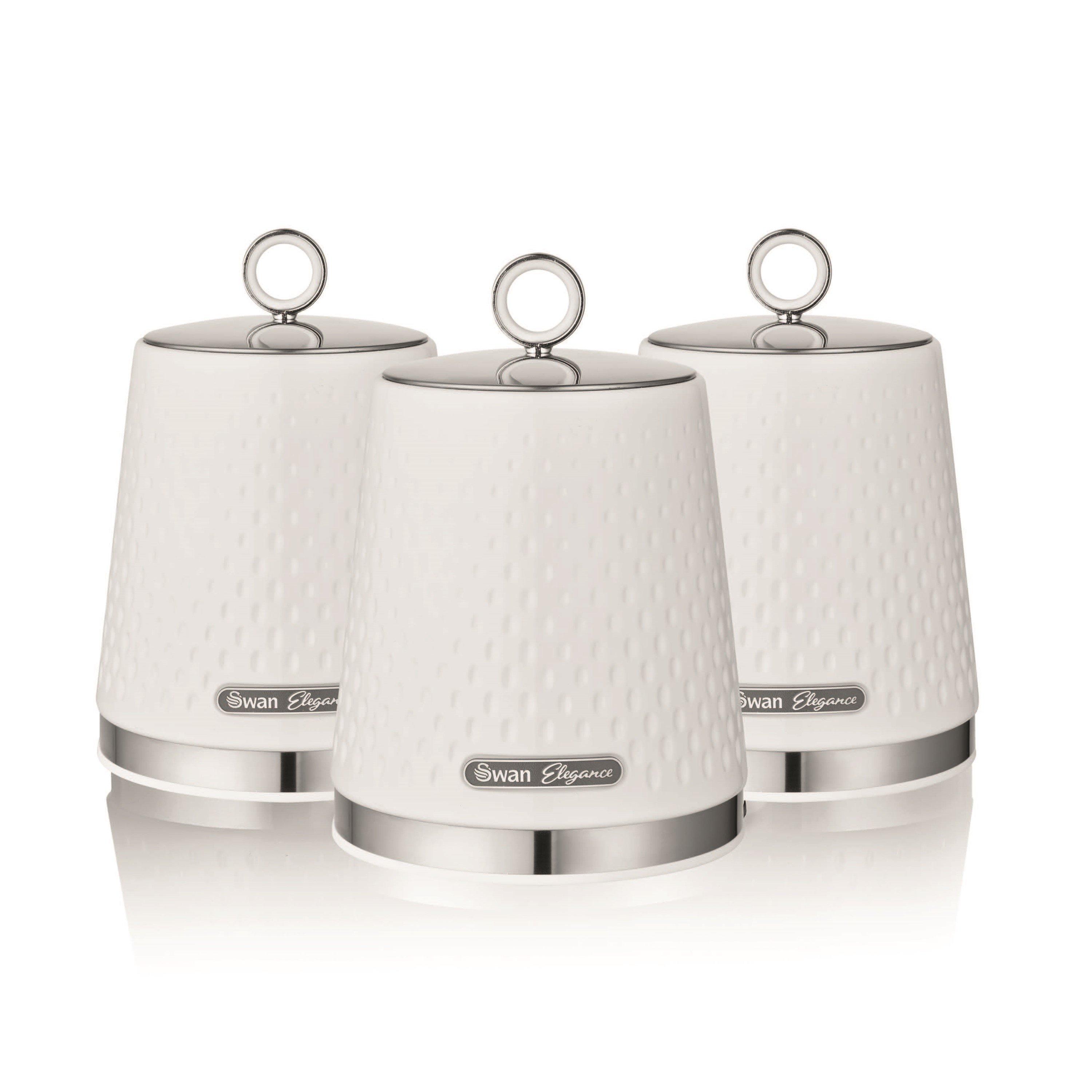 White - Swan - Elegance Set of 3 Canisters - 1