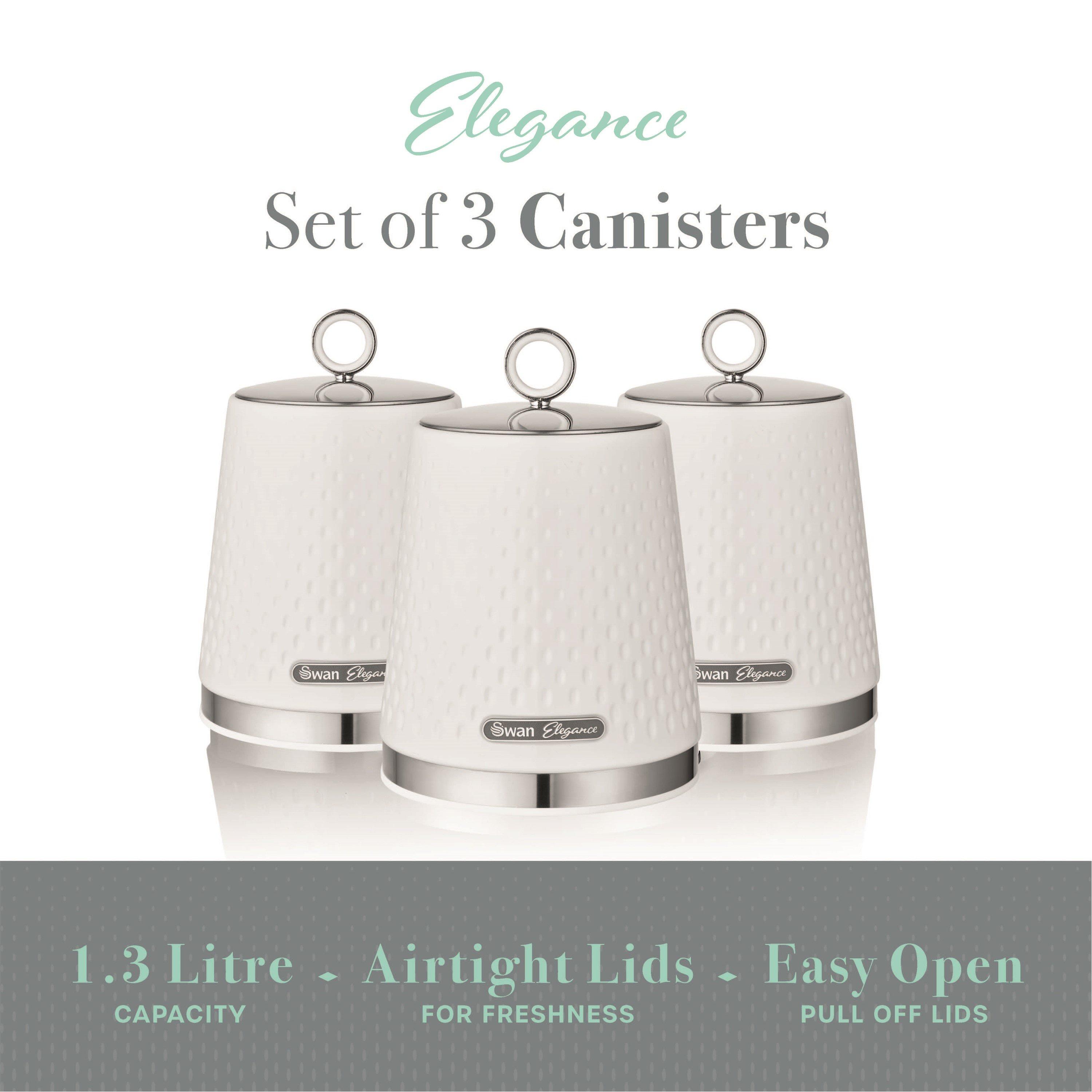 White - Swan - Elegance Set of 3 Canisters - 2