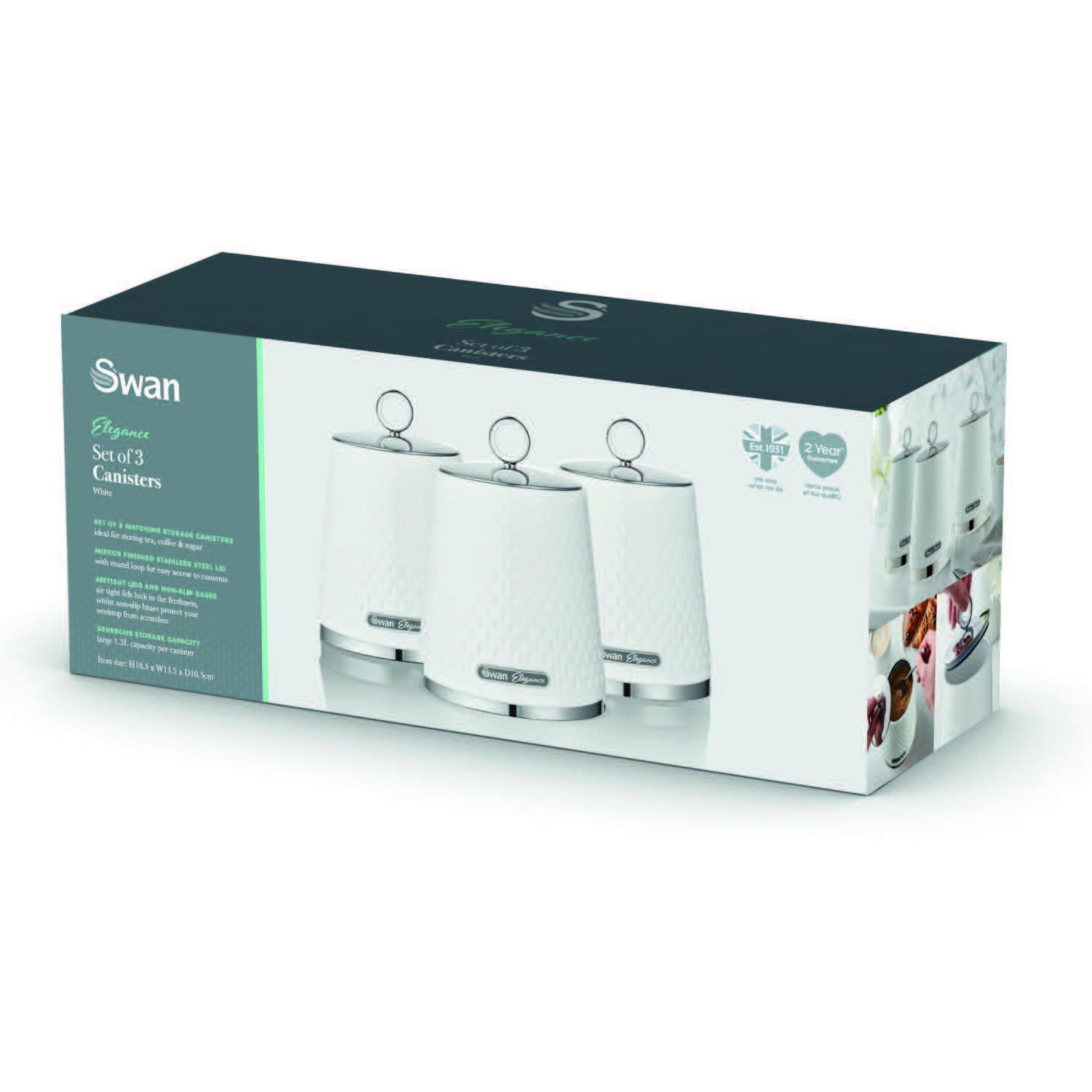 White - Swan - Elegance Set of 3 Canisters - 11