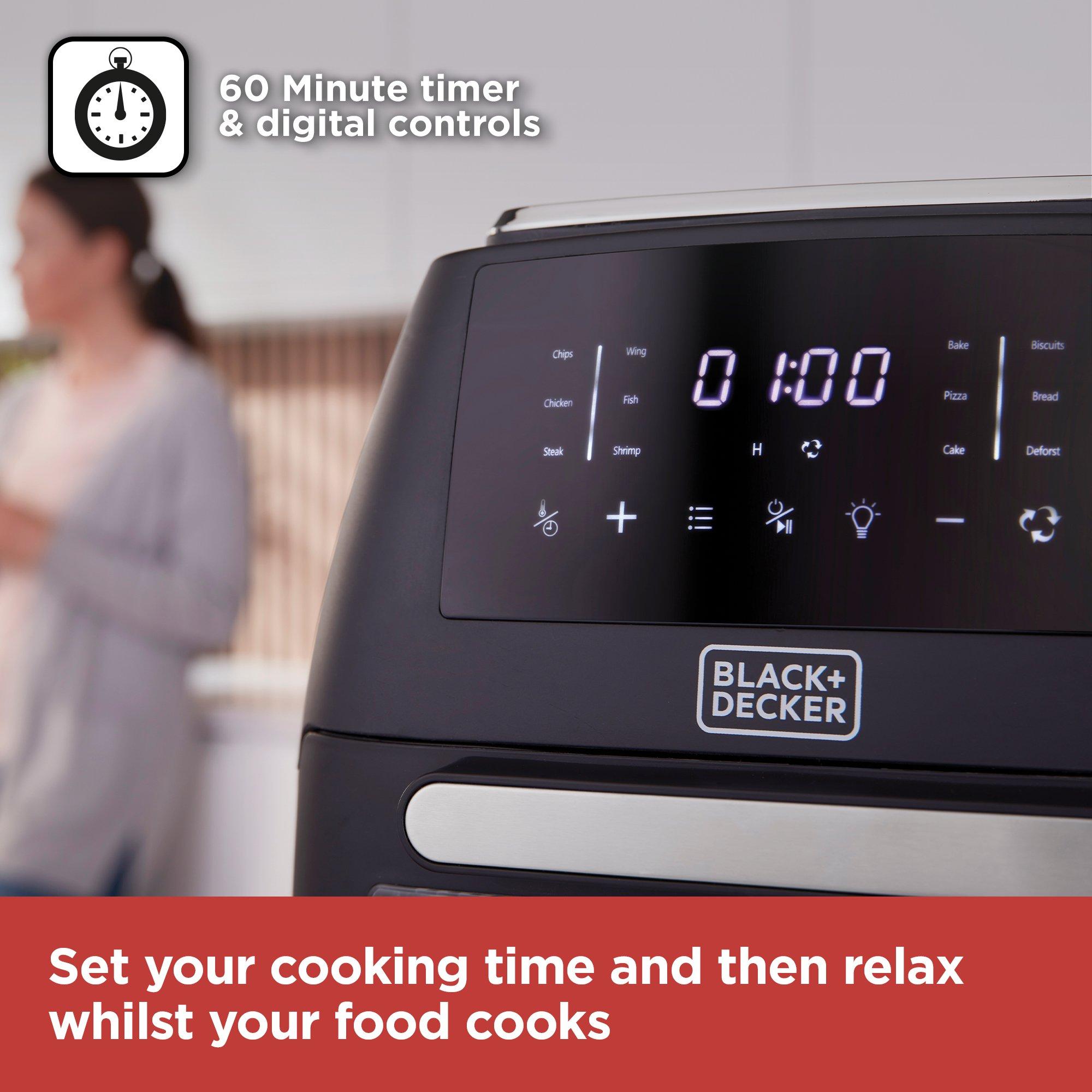 Black - Black and Decker - 12L Digital Air fryer Oven Black - 5