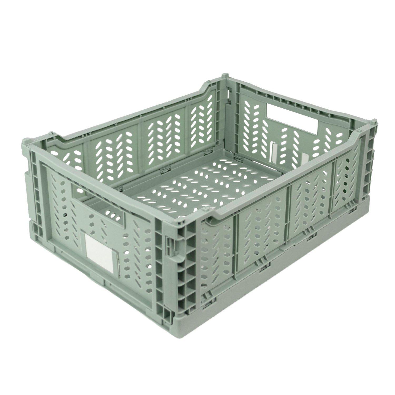 Green - JVL - JVL STACKIT - Set of 2 Foldable Storage Crates - 2