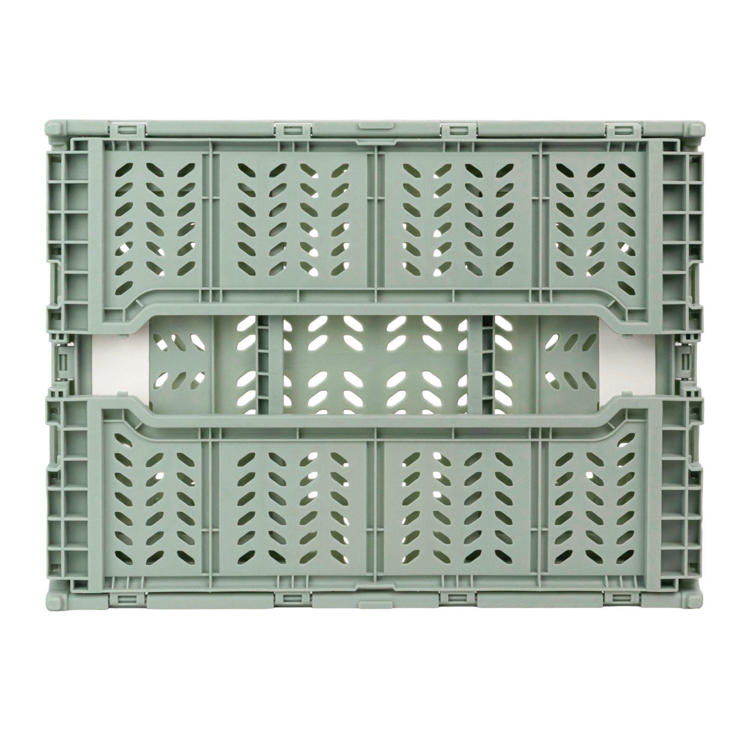 Green - JVL - JVL STACKIT - Set of 2 Foldable Storage Crates - 6