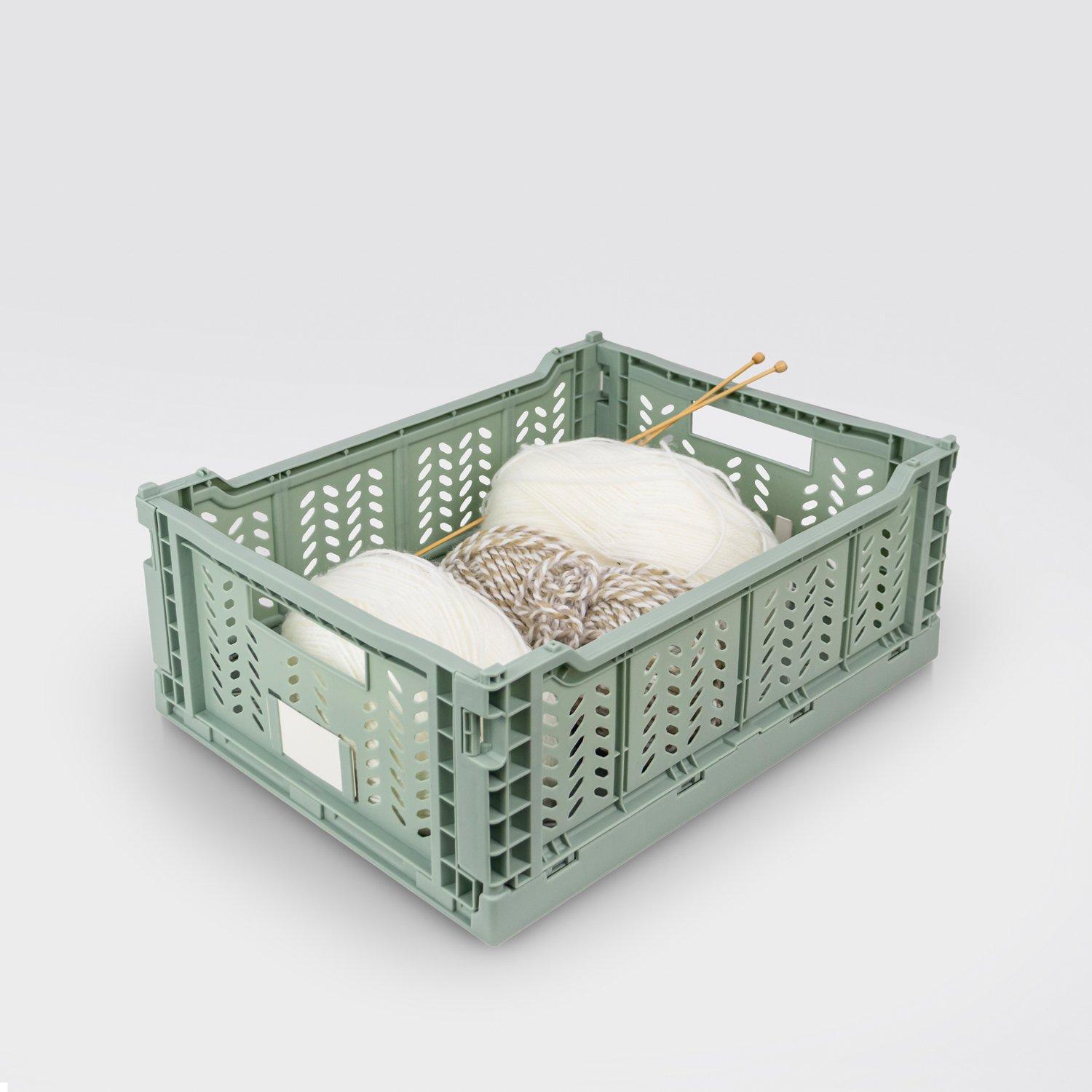 Green - JVL - JVL STACKIT - Set of 2 Foldable Storage Crates - 9