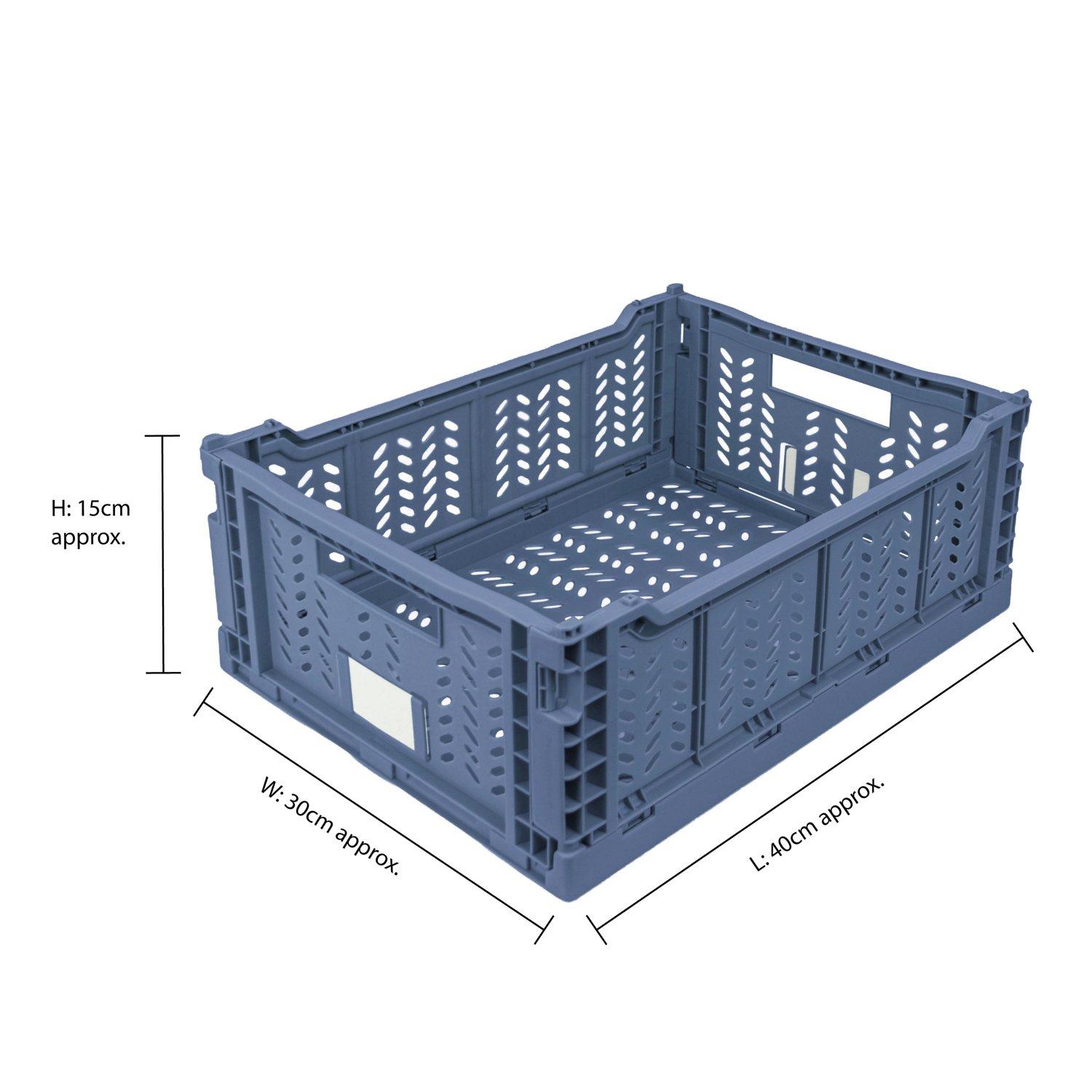 Blue - JVL - JVL STACKIT - Set of 2 Foldable Storage Crates - 12
