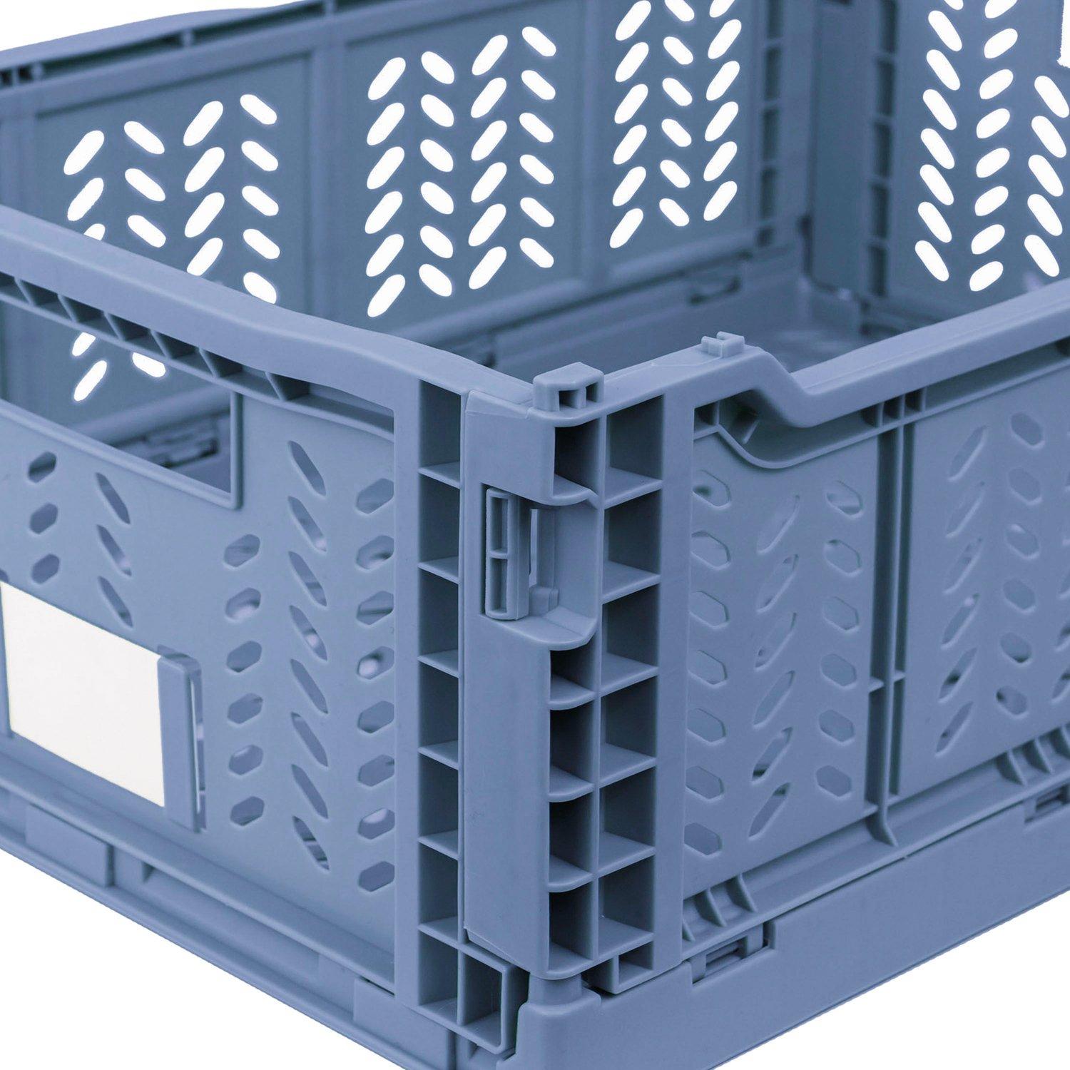 Blue - JVL - JVL STACKIT - Set of 2 Foldable Storage Crates - 4