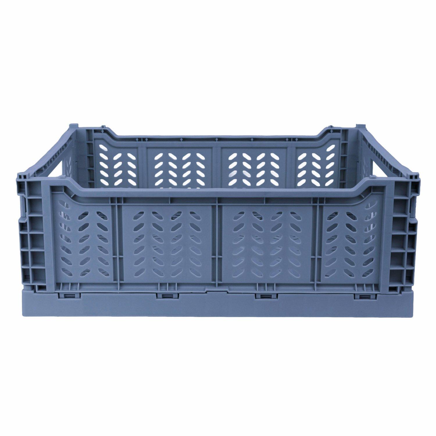Blue - JVL - JVL STACKIT - Set of 2 Foldable Storage Crates - 5
