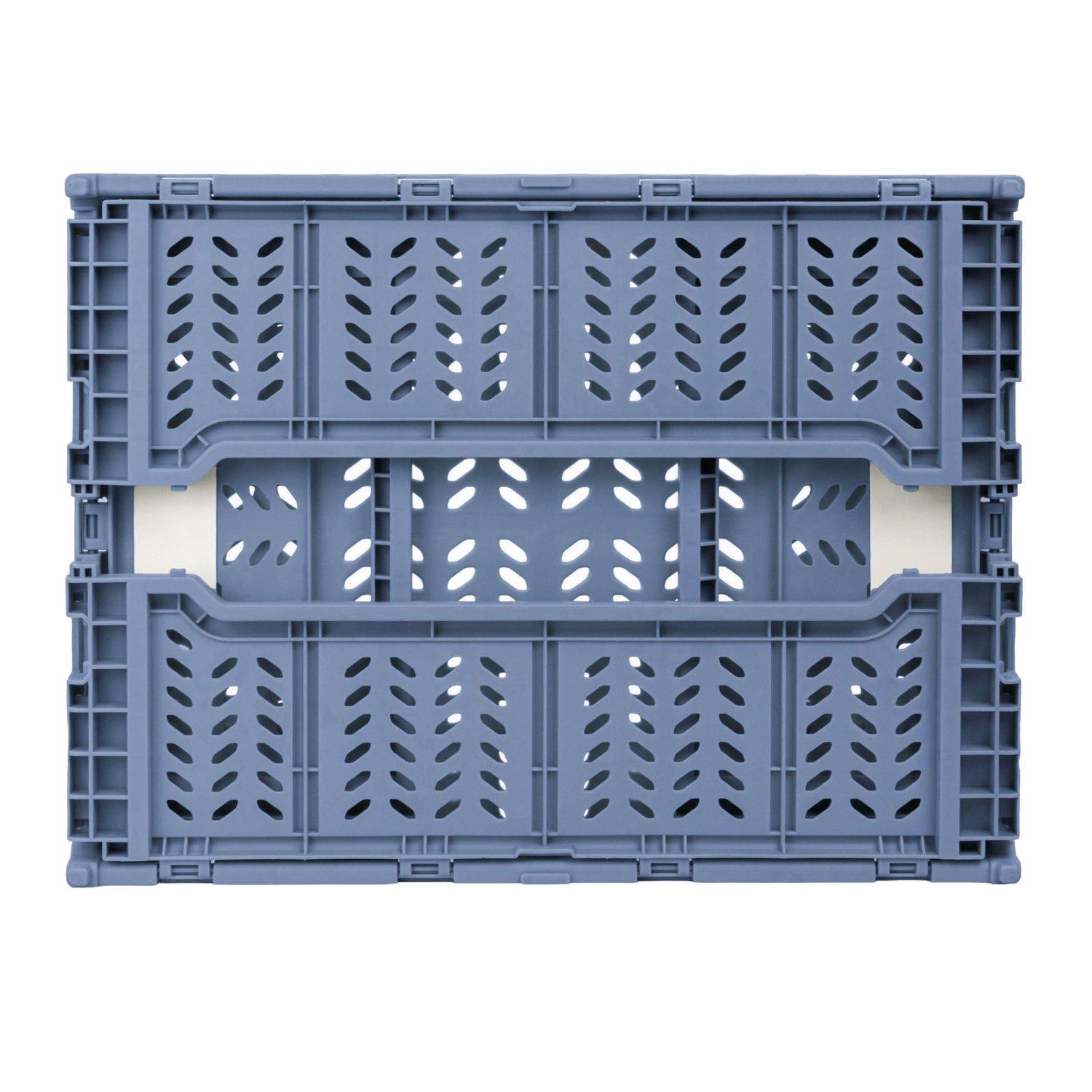 Blue - JVL - JVL STACKIT - Set of 2 Foldable Storage Crates - 7
