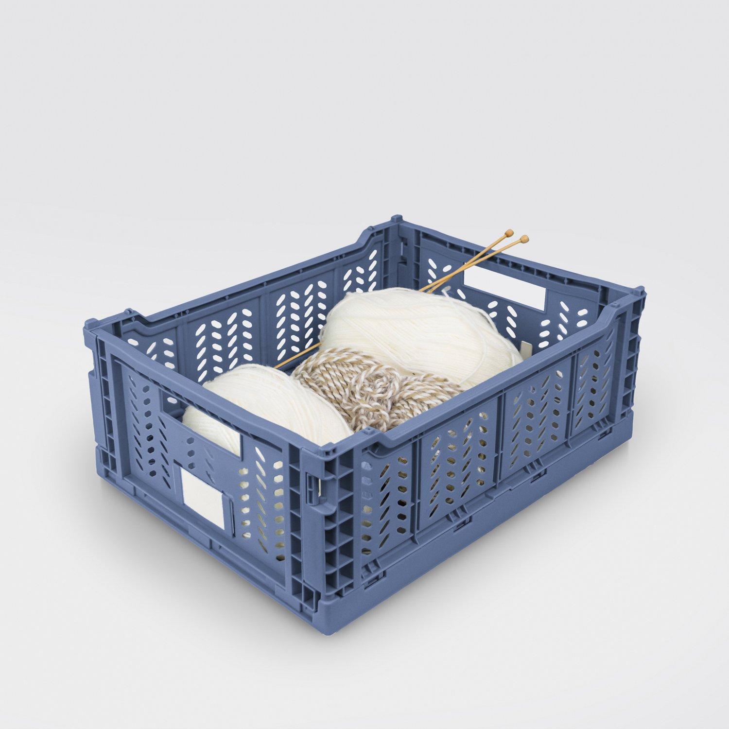 Blue - JVL - JVL STACKIT - Set of 2 Foldable Storage Crates - 10