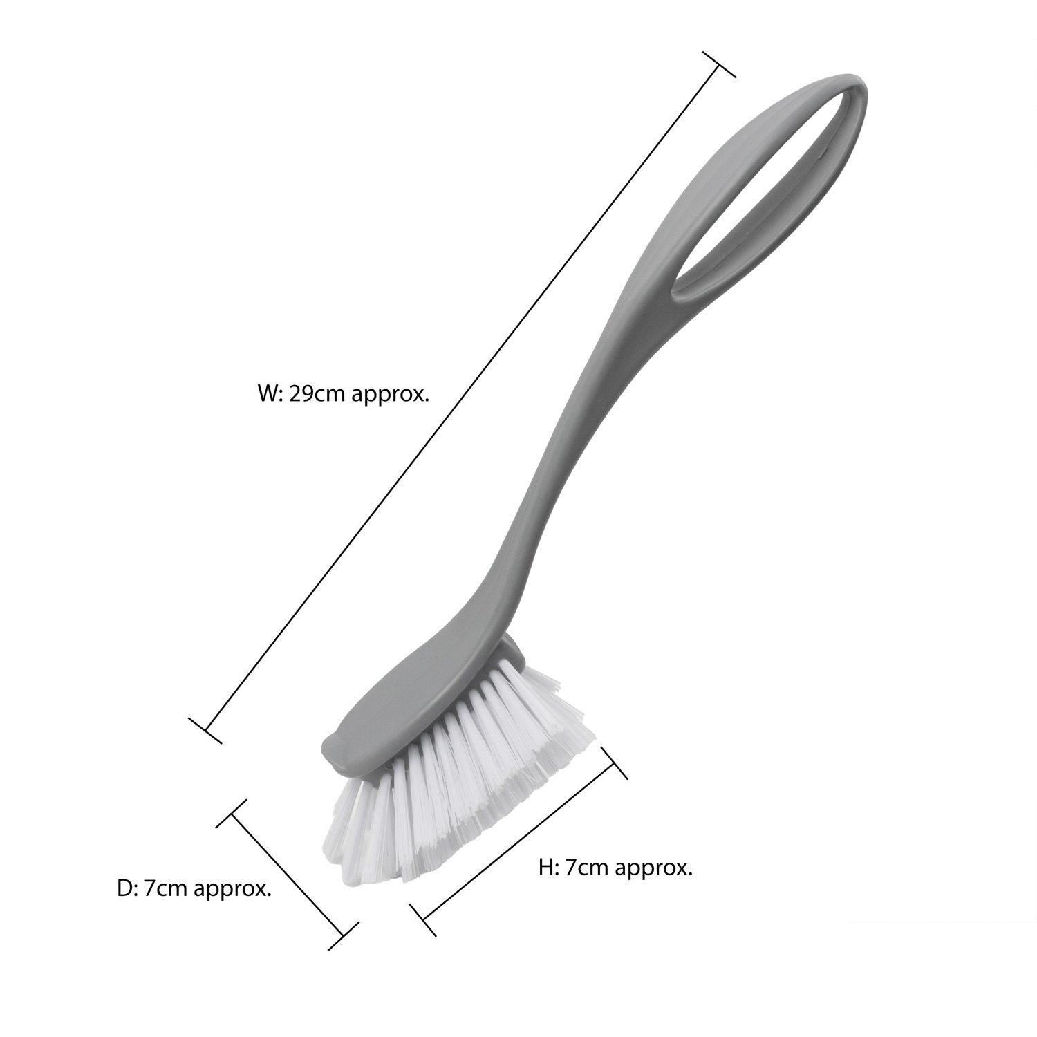 Grey - JVL - JVL Set of 3 Scrubbing Brushes with Handles - Grey - 3