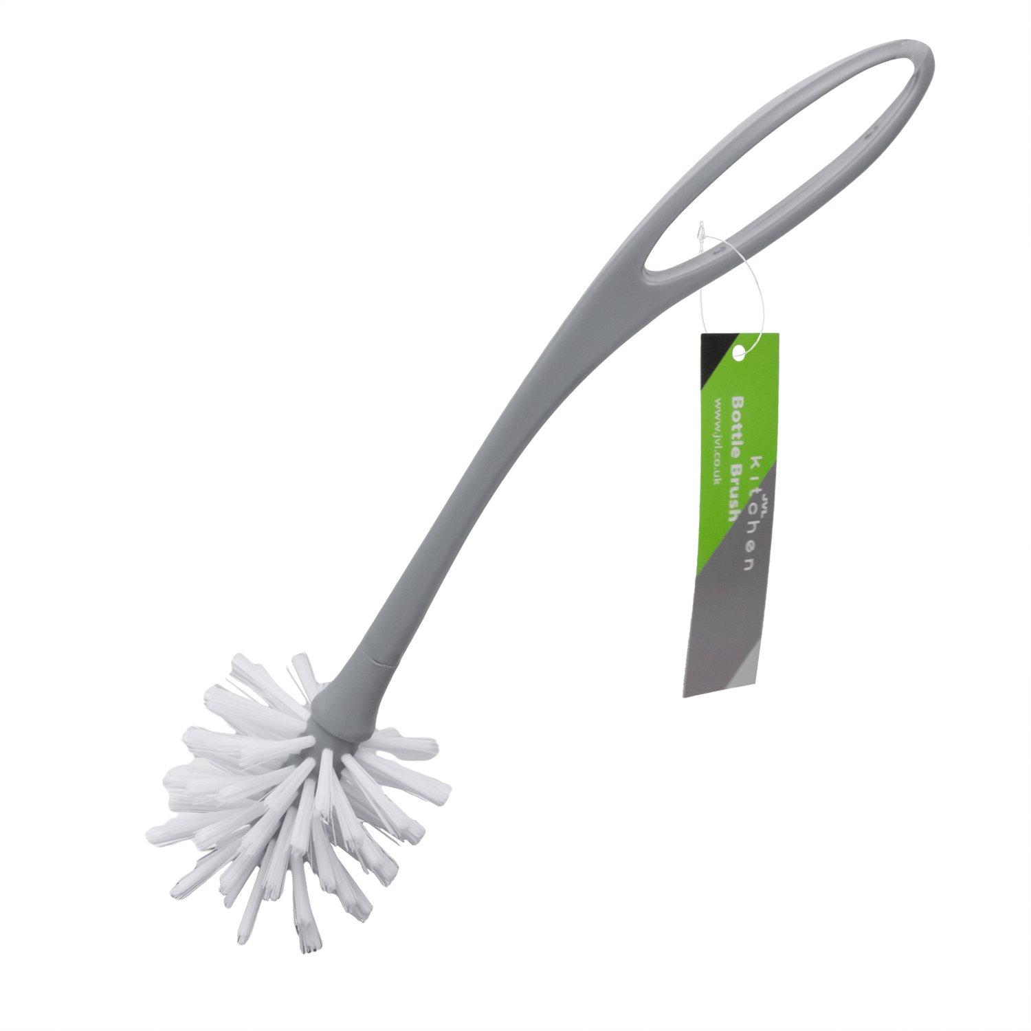 Grey - JVL - JVL Set of 3 Scrubbing Brushes with Handles - Grey - 4