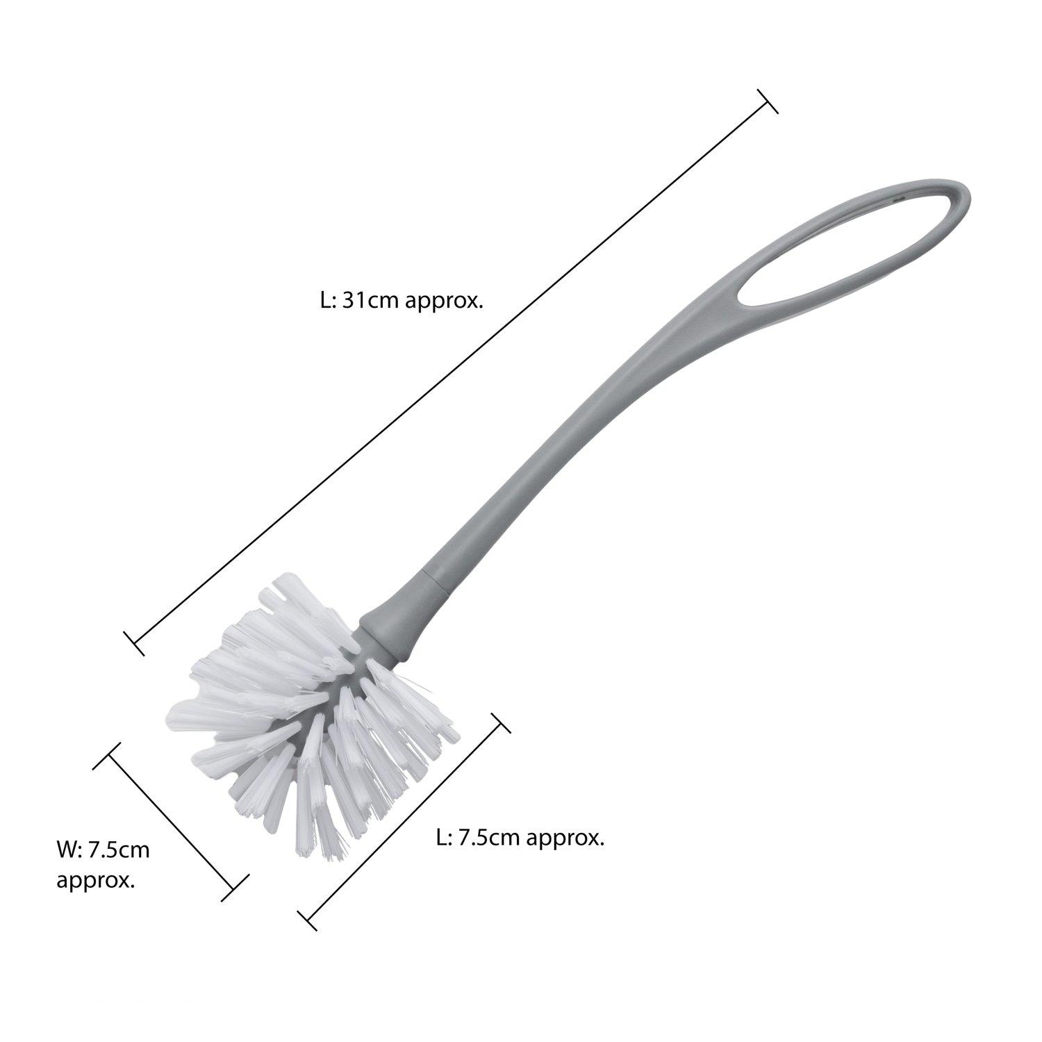 Grey - JVL - JVL Set of 3 Scrubbing Brushes with Handles - Grey - 5