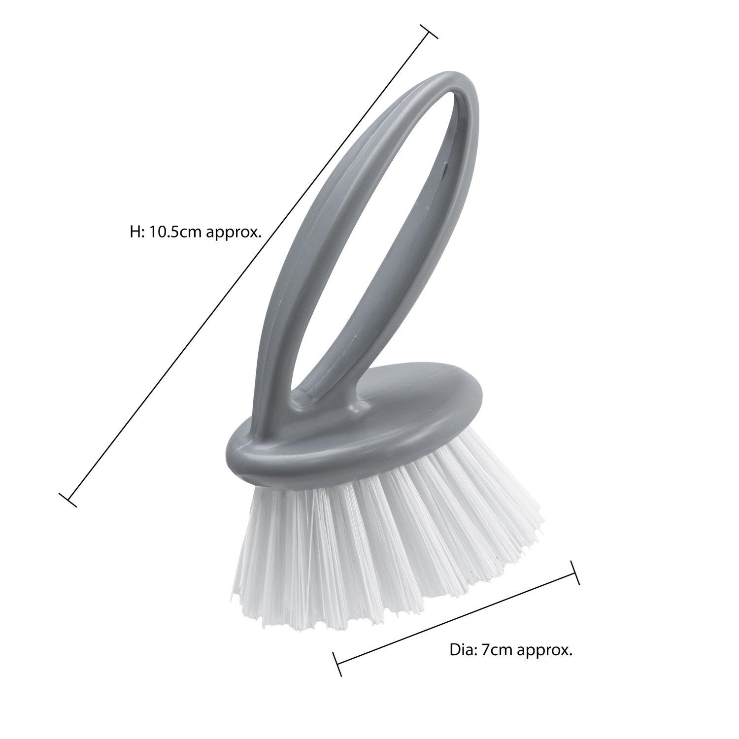 Grey - JVL - JVL Set of 3 Scrubbing Brushes with Handles - Grey - 7
