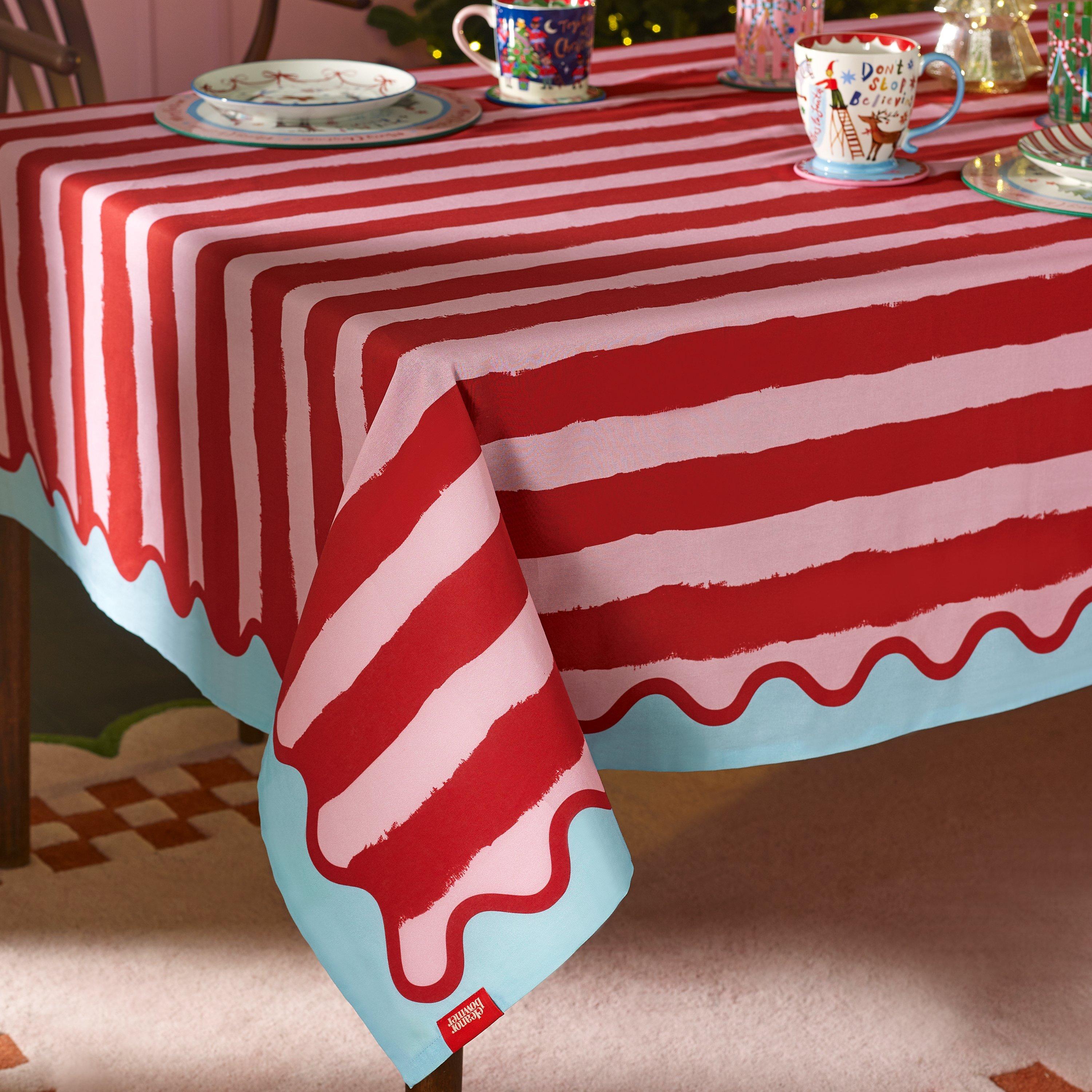 Eleanor Bowmer Stripe Cotton Table Cloth 137X229cm - Red