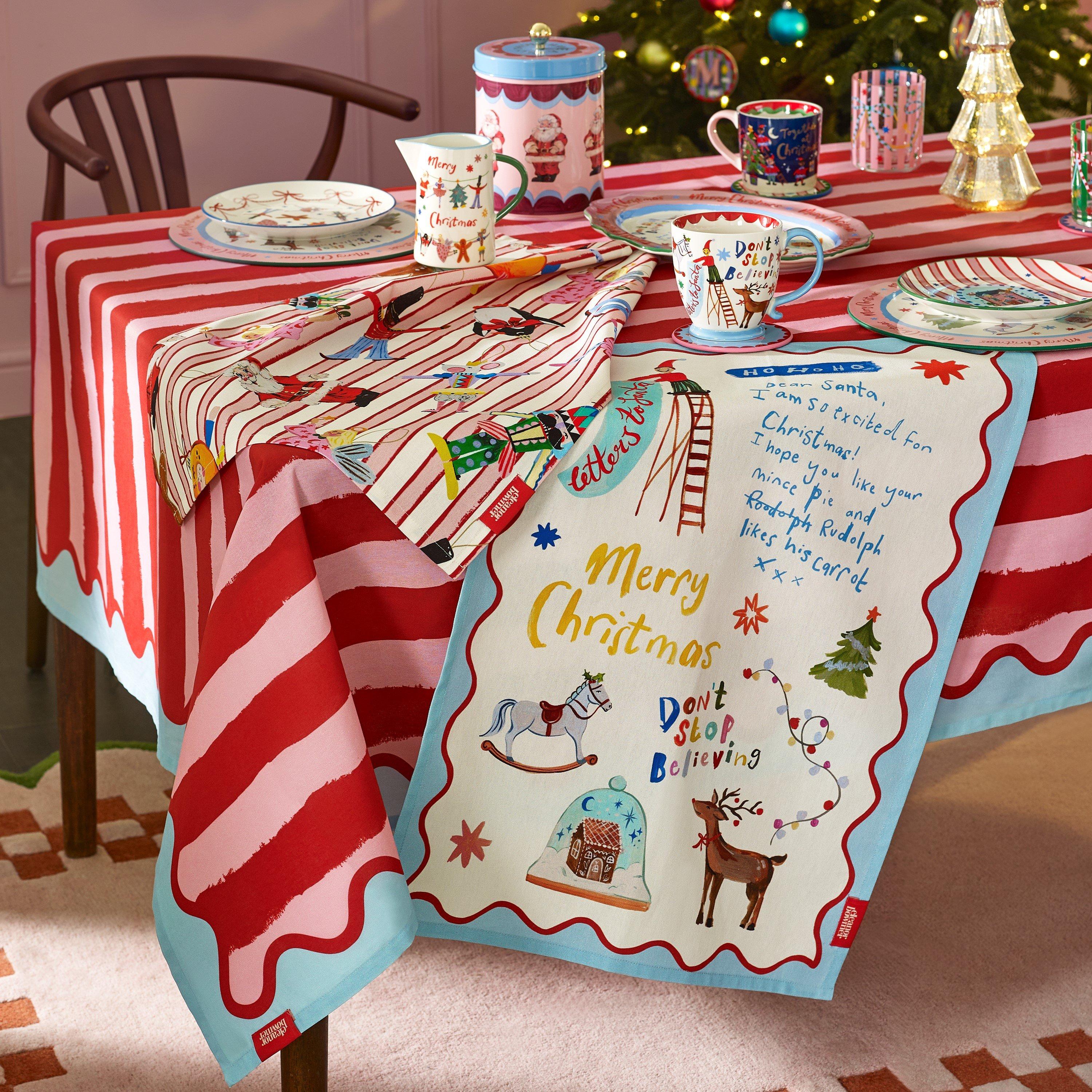 Red - Eleanor Bowmer - Stripe Cotton Table Cloth - 2