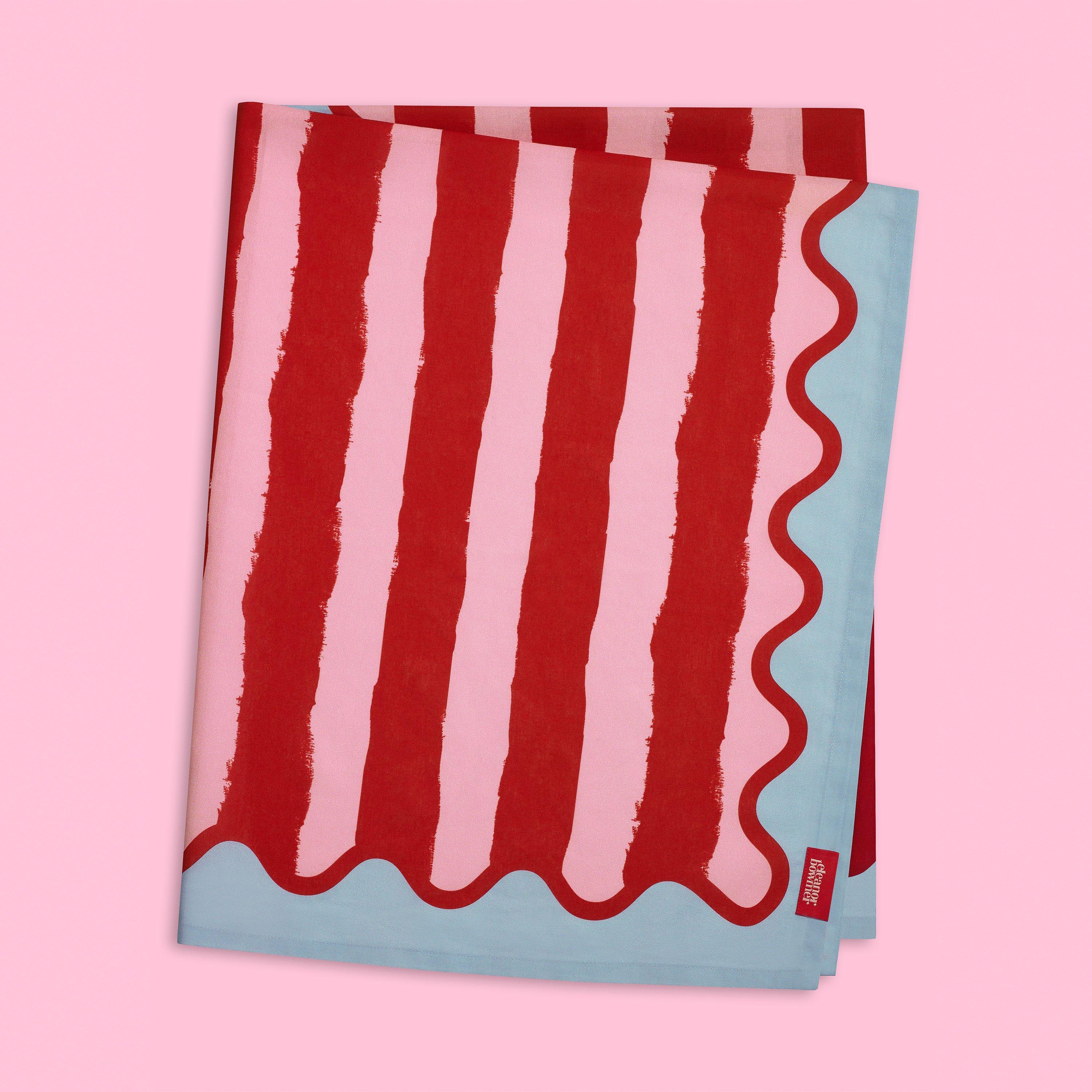 Red - Eleanor Bowmer - Stripe Cotton Table Cloth - 3