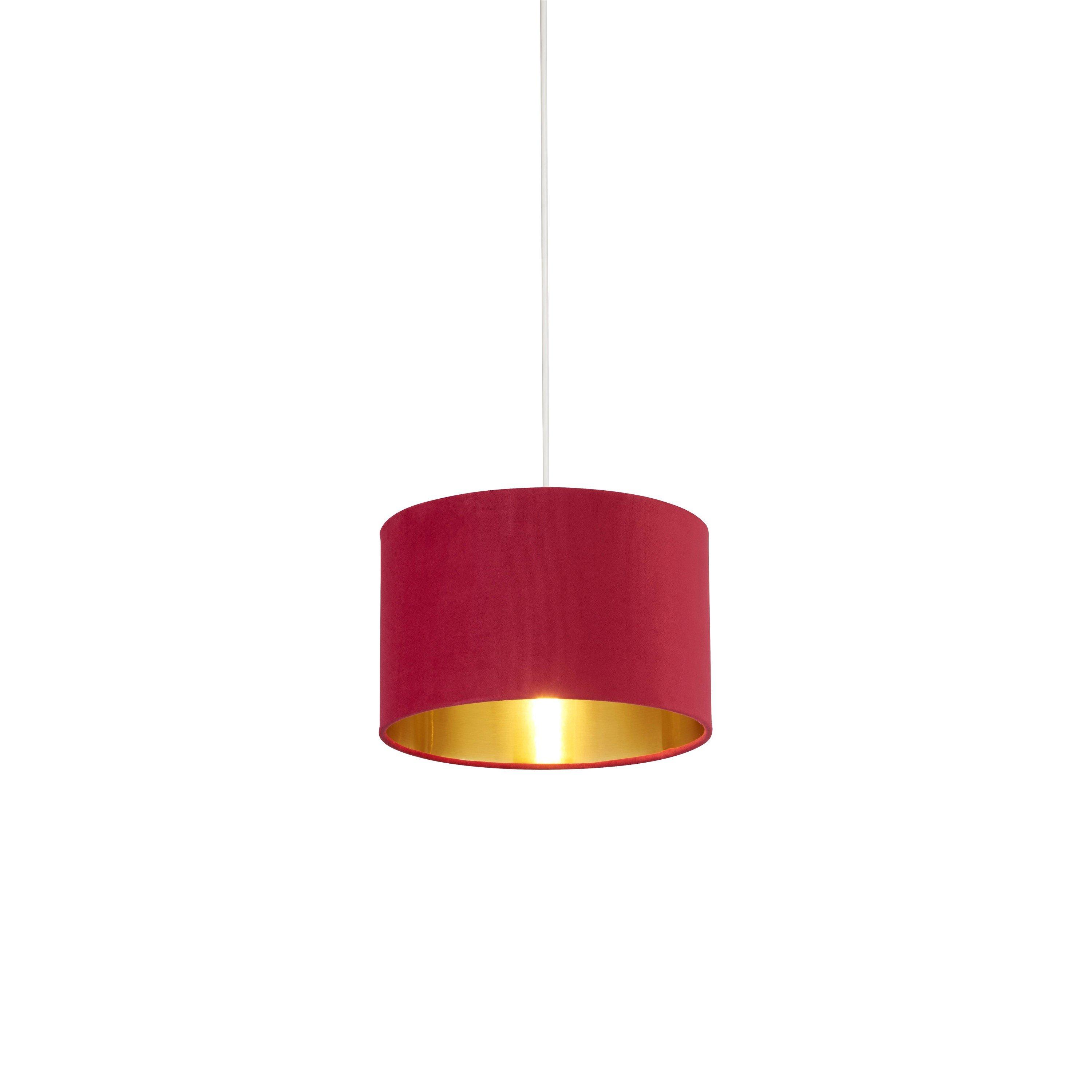 Burgundy - Lighting Collection - BURGUNDY VELVET DRUM SHADE & GOLD INNER (D28cm) - 1