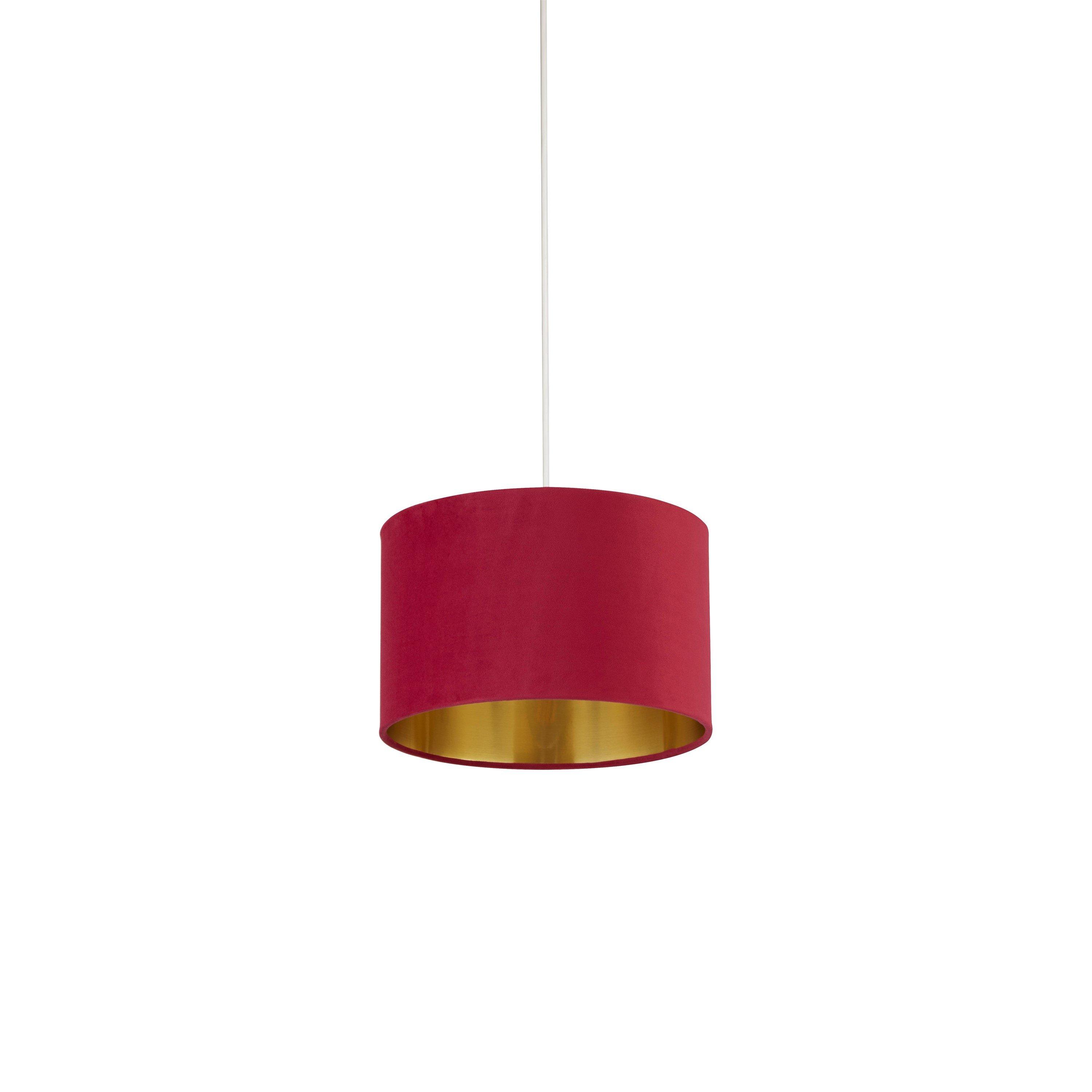 Burgundy - Lighting Collection - BURGUNDY VELVET DRUM SHADE & GOLD INNER (D28cm) - 2