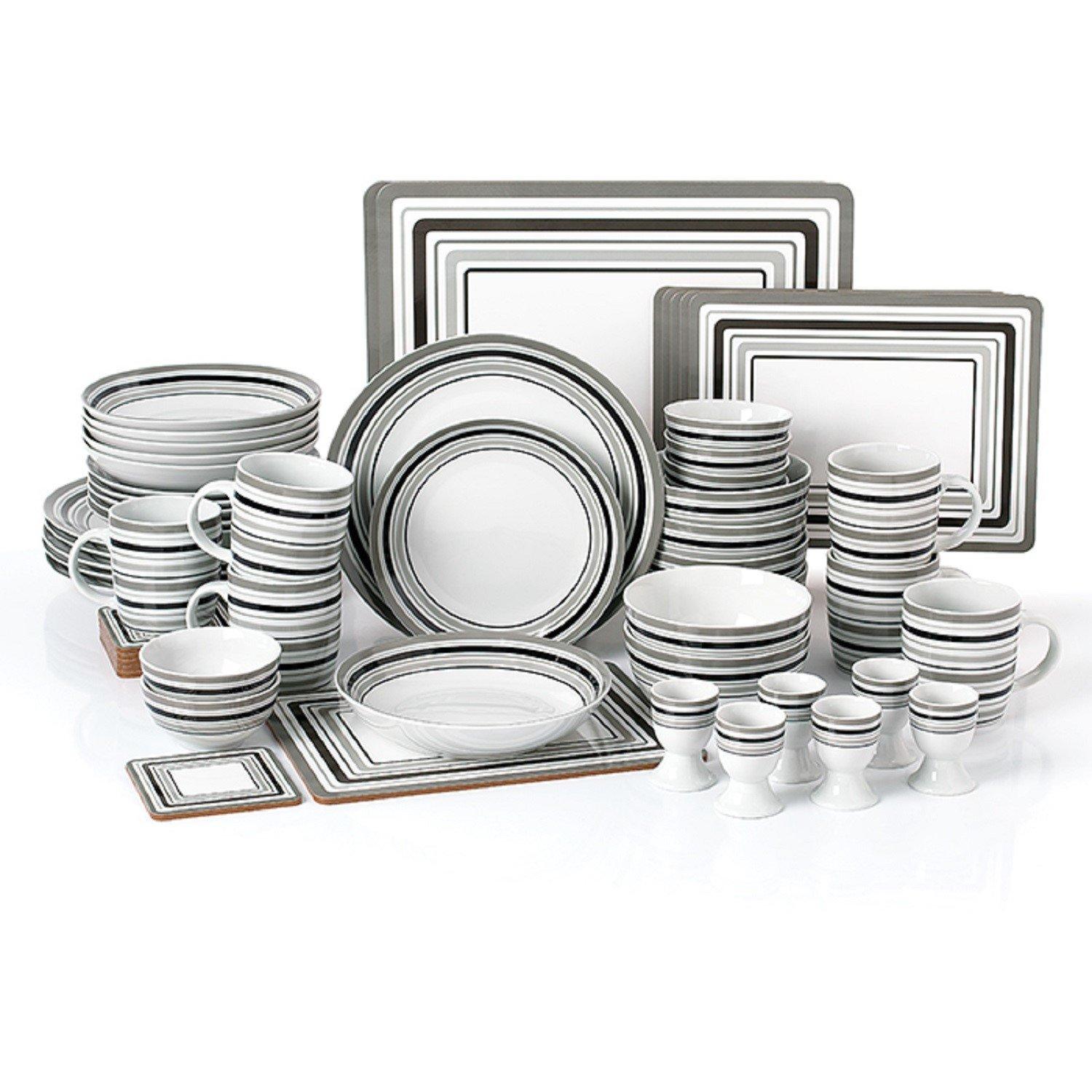 Multi - Waterside - 56pc Brompton Grey Dinner Set - 1