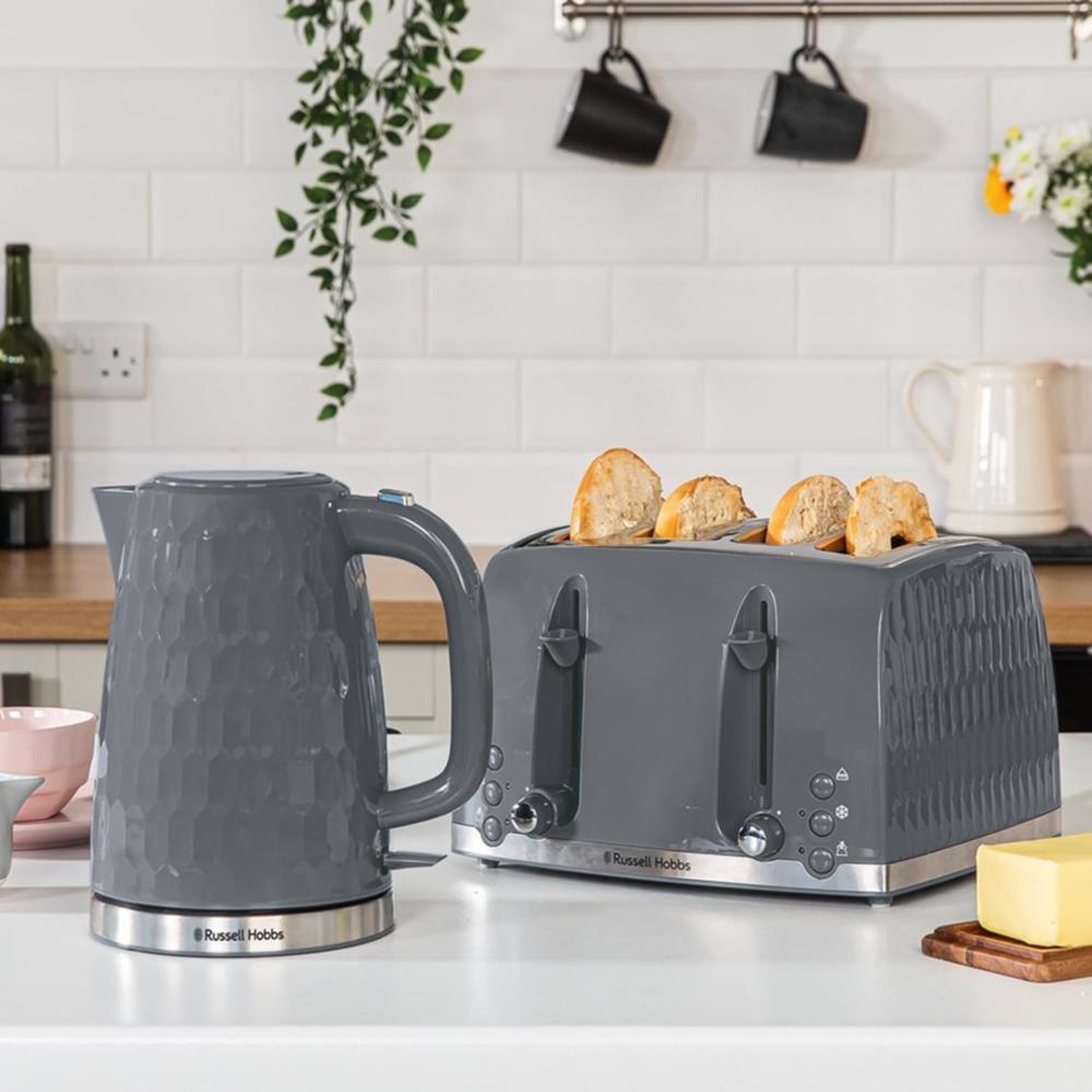 Russell Hobbs Honeycomb Kettle and 4 Slice Toaster Breakfast Set
