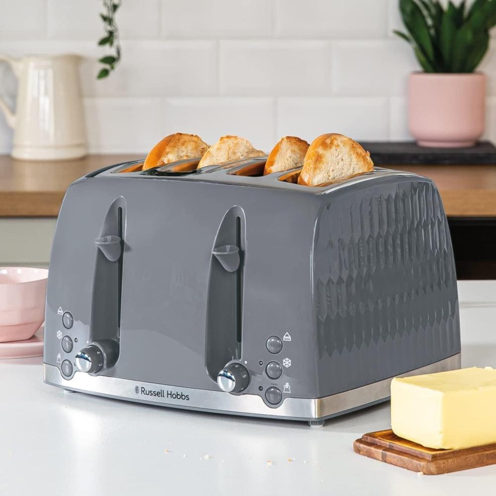 Grey - Russell Hobbs - Honeycomb Kettle and 4 Slice Toaster Breakfast Set - 3