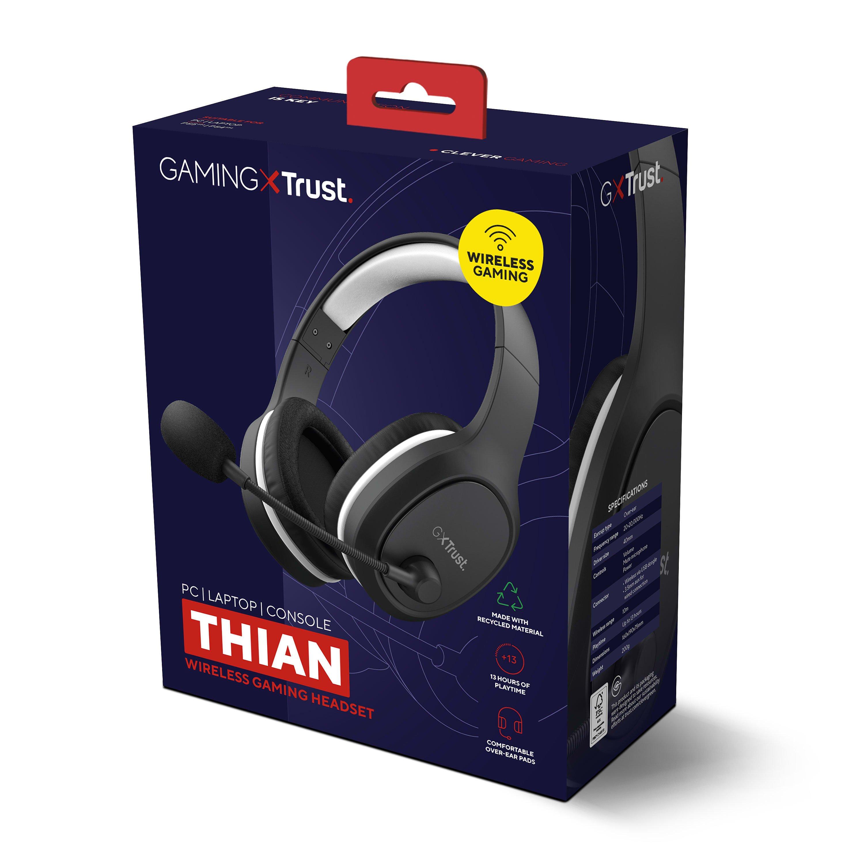 Black - Trust - GXT 391 Thian Wireless Headset for PC/PS5 - 12