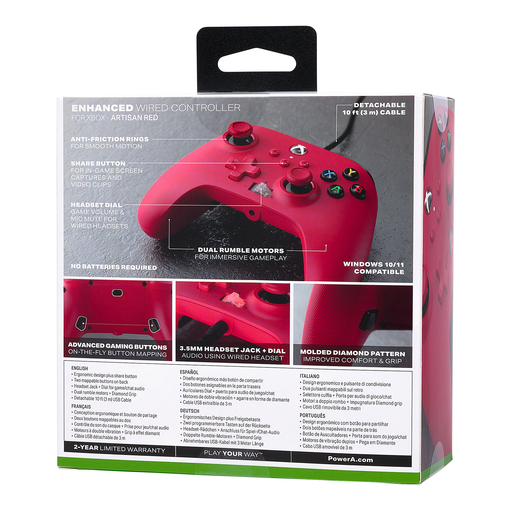 Red - PowerA - Enhanced Wired Controller for Xbox - Artisan Red - 8