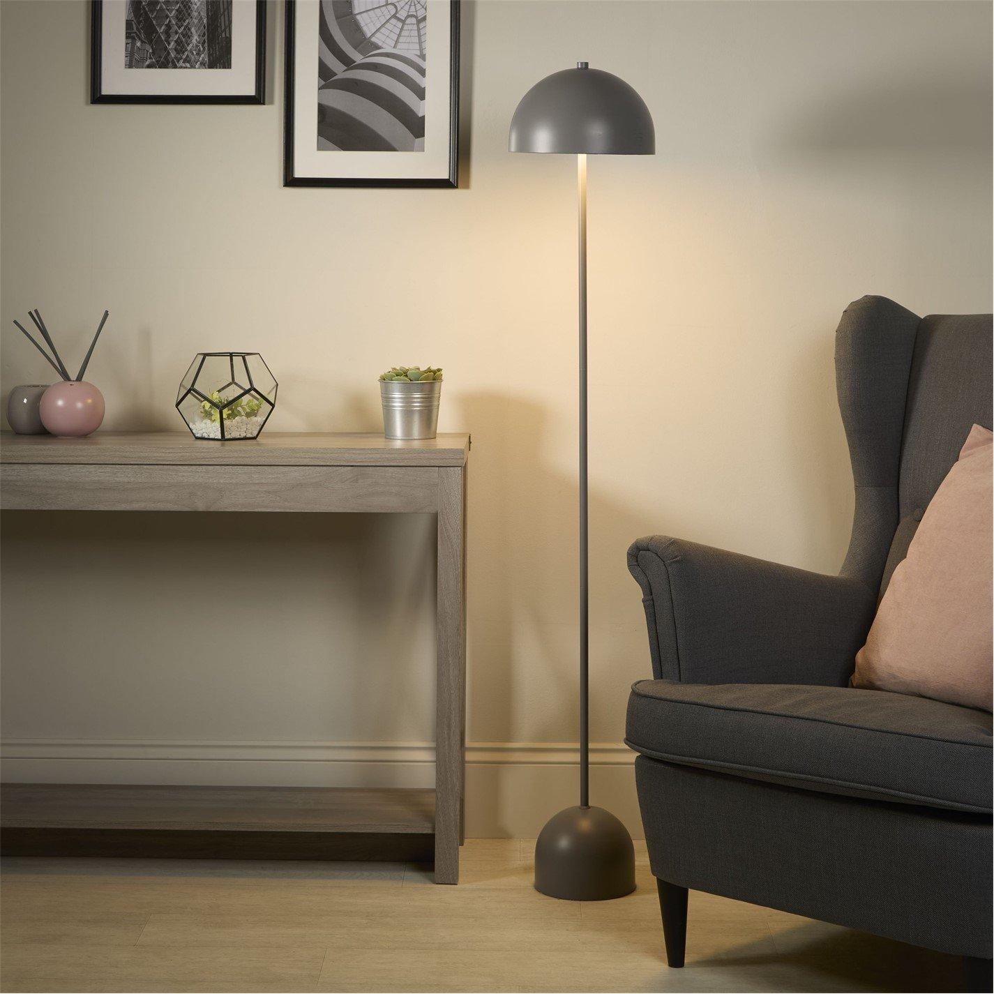 Lighting Collection Rechargeable Grey LED Mushroom Floor Lamp
