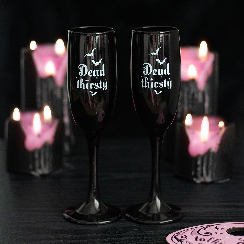 Something Different  Set Of 2 Dead Thirsty Champagne Flutes - Black