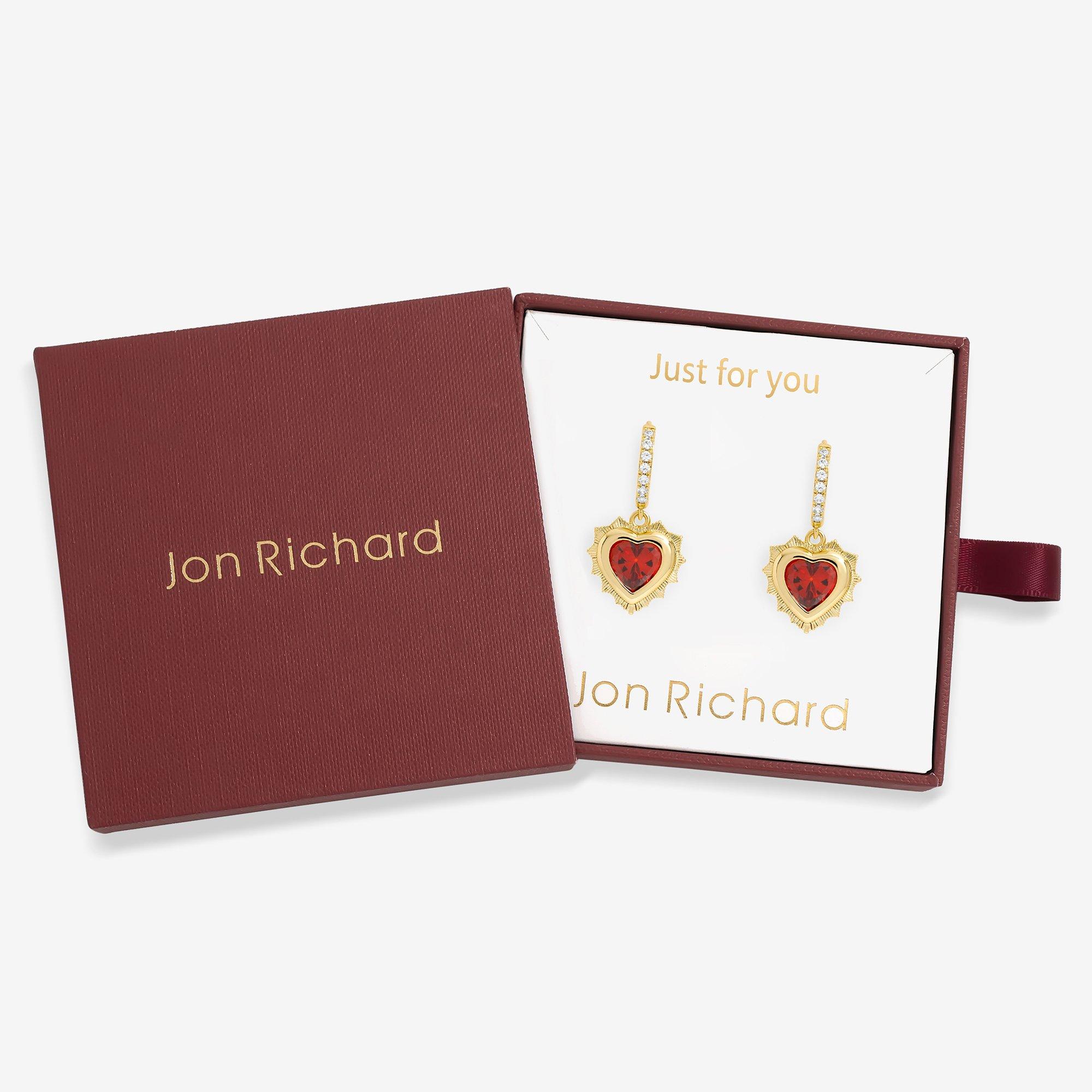Jon Richard Women's 14Ct Plated Heart Birthstone Huggies - July Gold