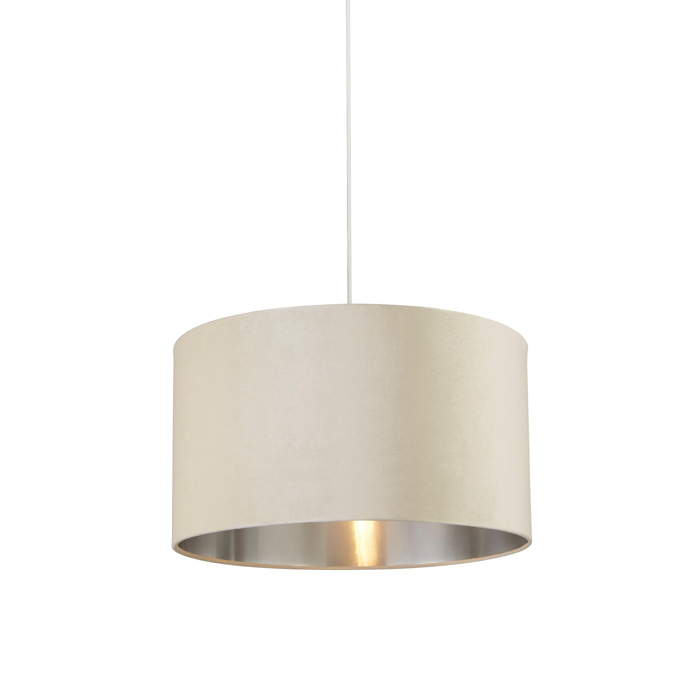Cream - Lighting Collection - CREAM VELVET DRUM SHADE & SILVER INNER (D50cm) - 2