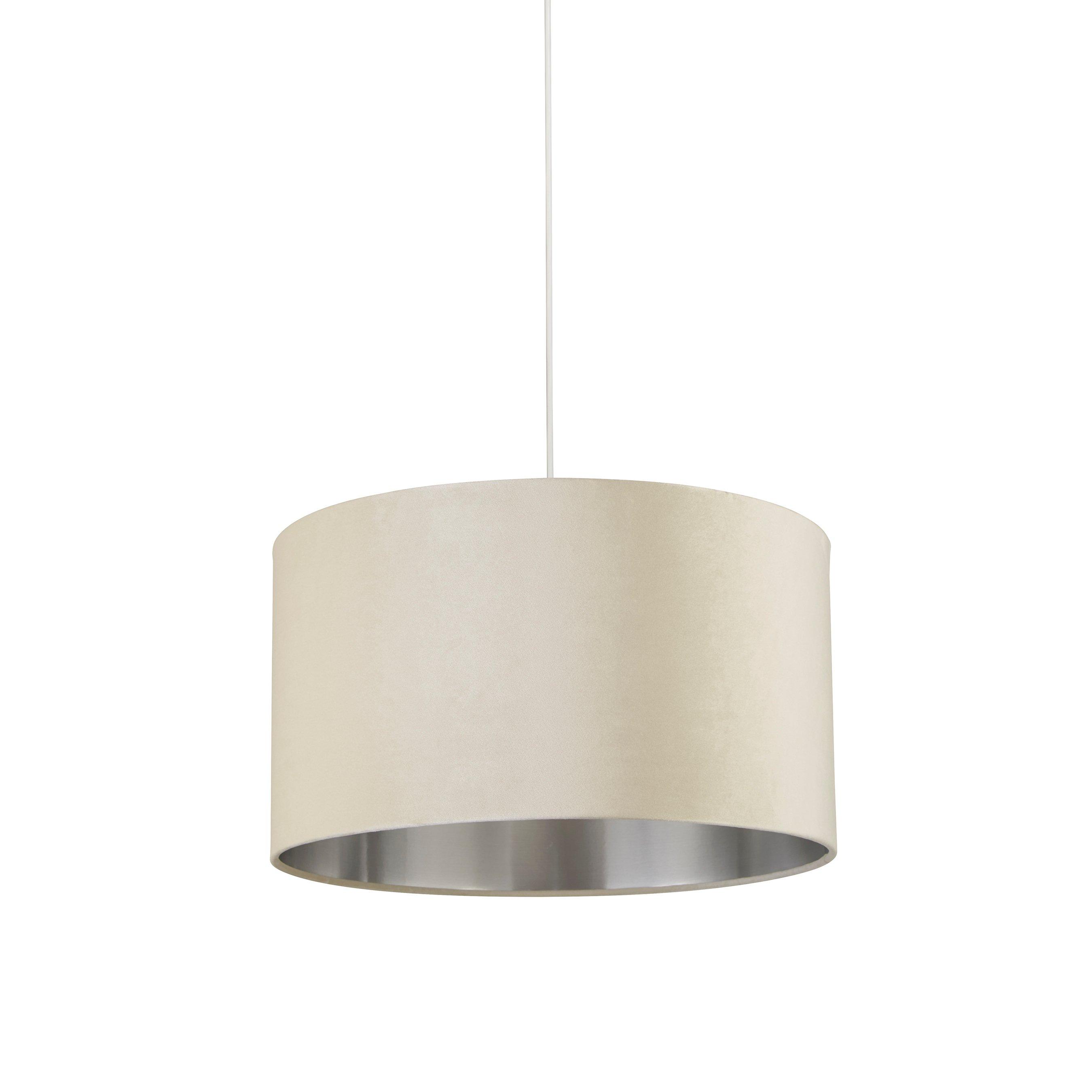 Cream - Lighting Collection - CREAM VELVET DRUM SHADE & SILVER INNER (D50cm) - 3