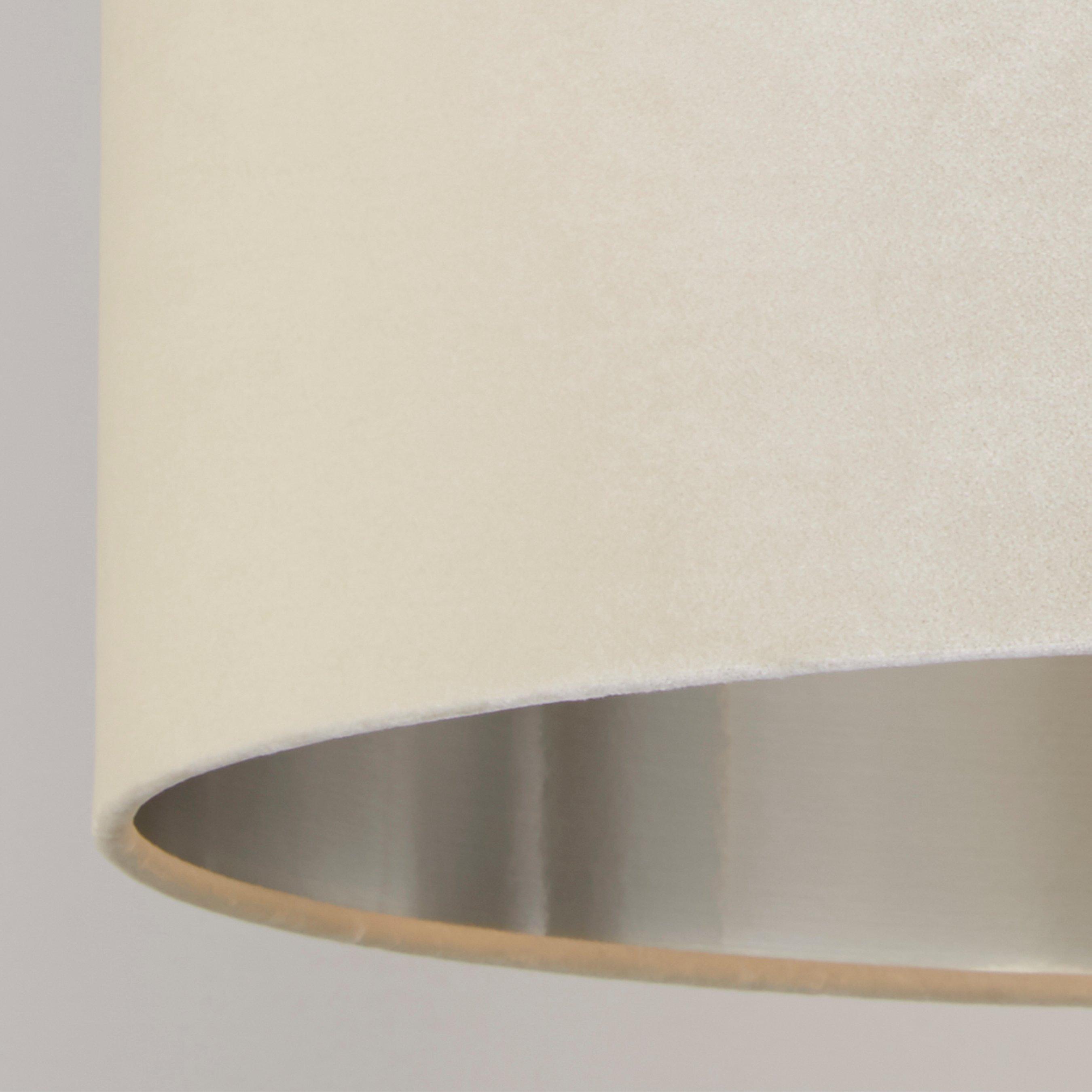 Cream - Lighting Collection - CREAM VELVET DRUM SHADE & SILVER INNER (D50cm) - 4