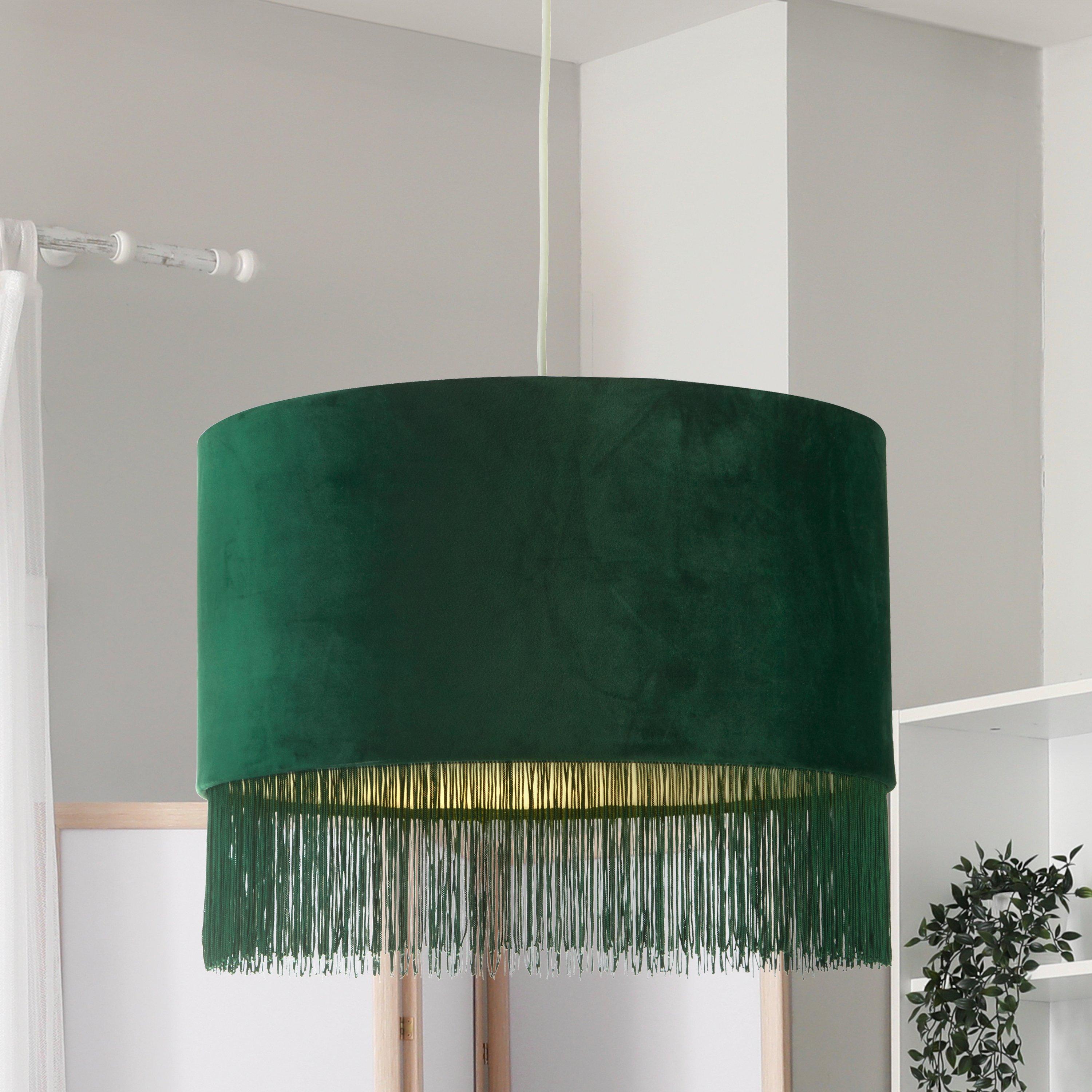 Lighting Collection  Velvet Fringe Shade - Green