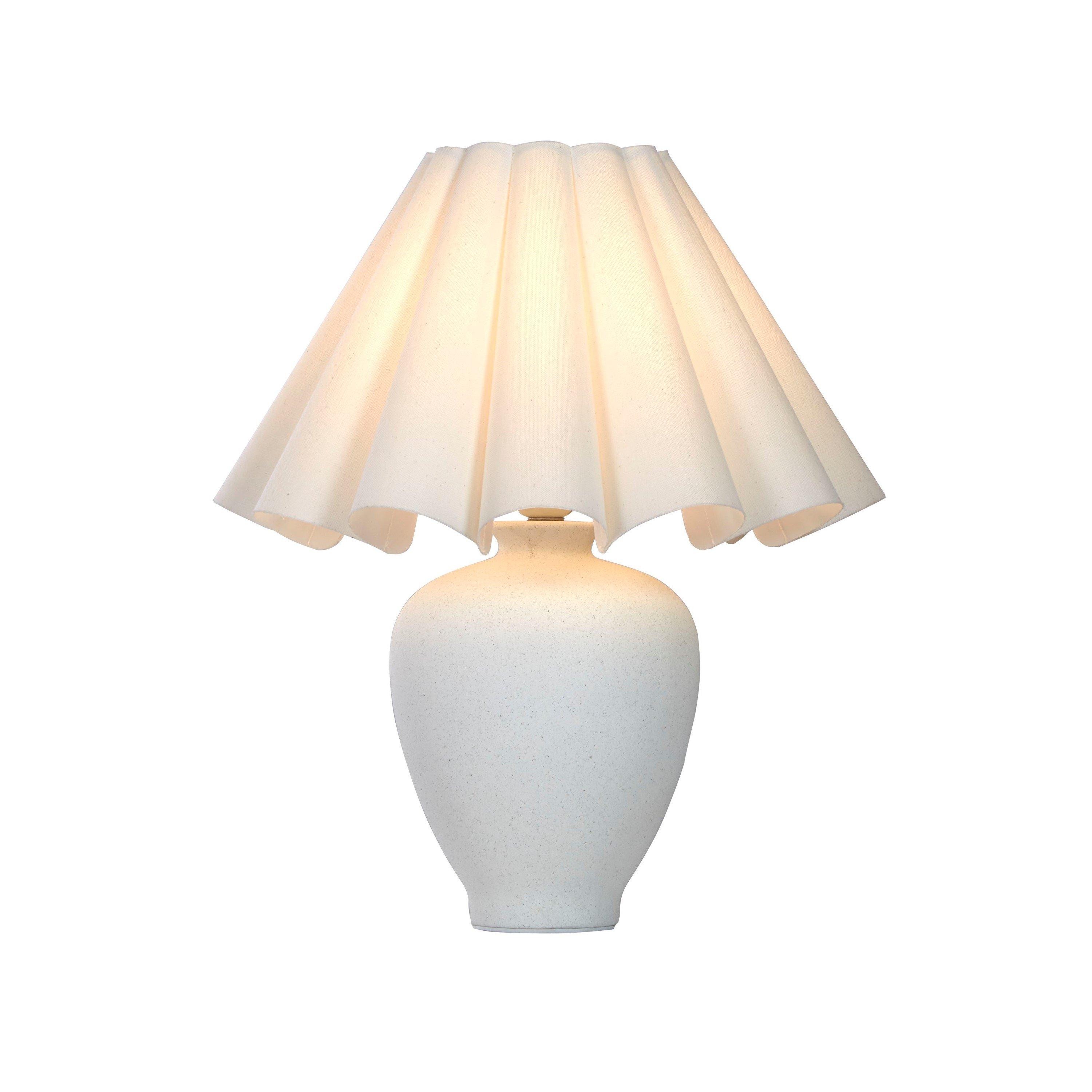 White - Lighting Collection - Ceramic Lamp With Scallop Edge Shade - 2