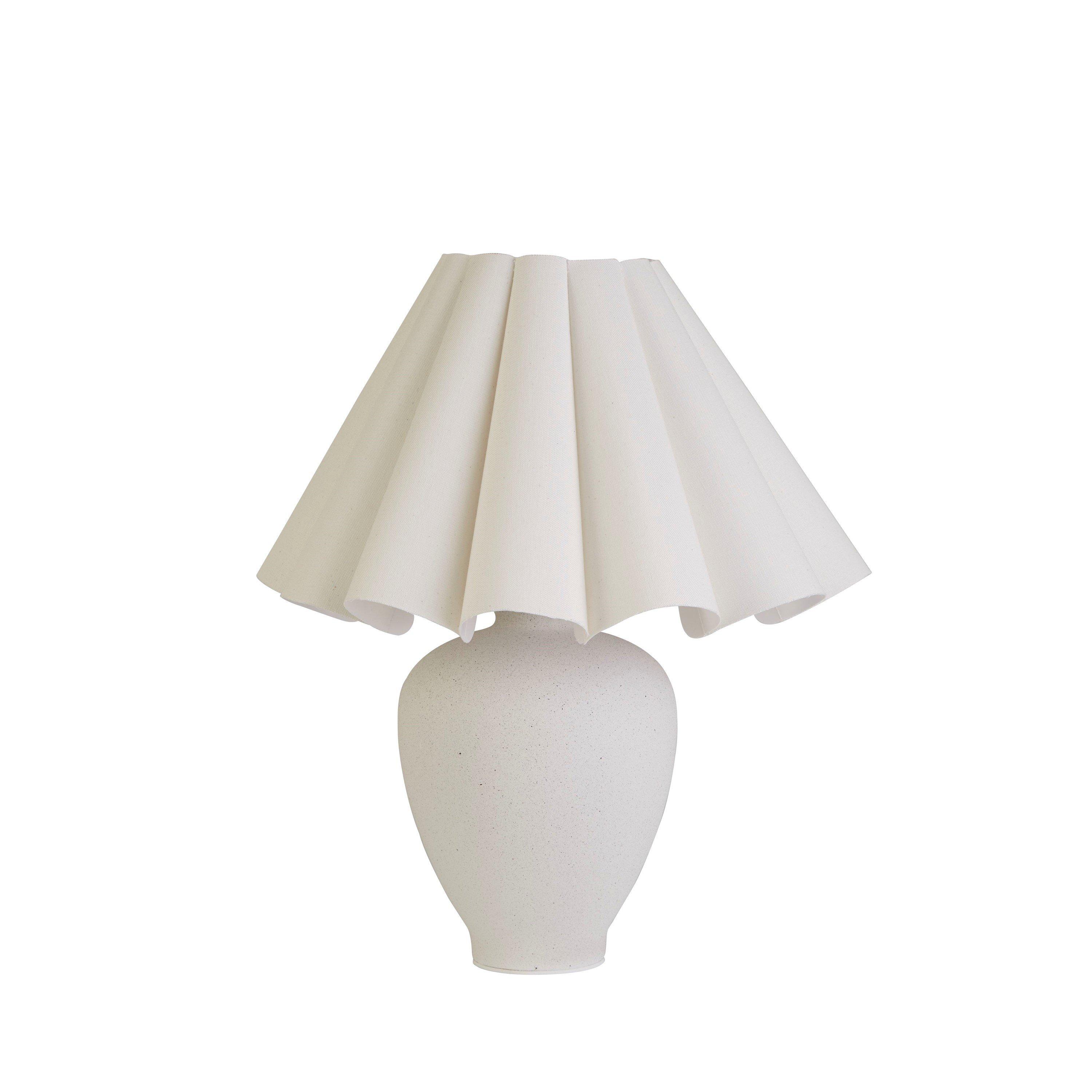 White - Lighting Collection - Ceramic Lamp With Scallop Edge Shade - 3
