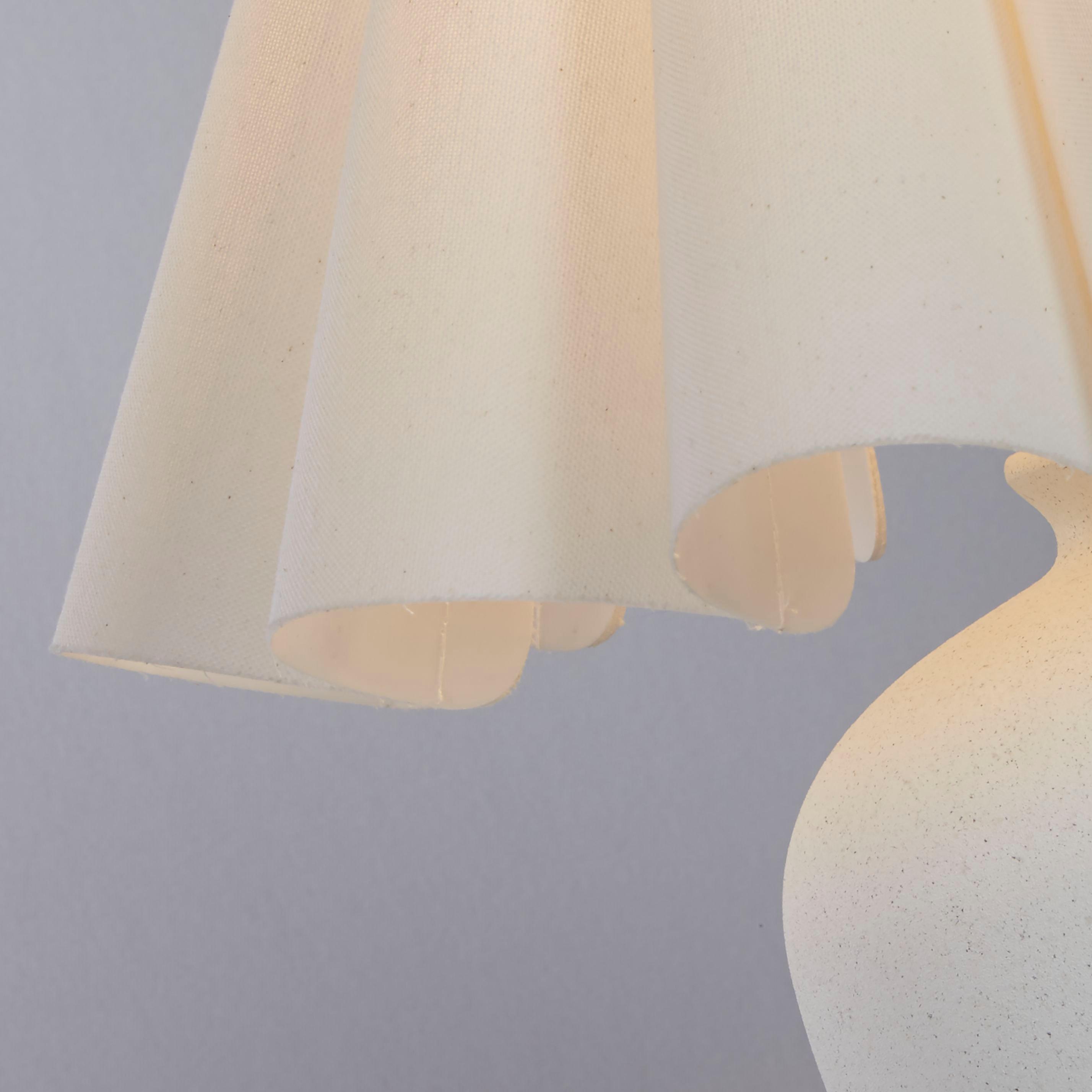 White - Lighting Collection - Ceramic Lamp With Scallop Edge Shade - 4