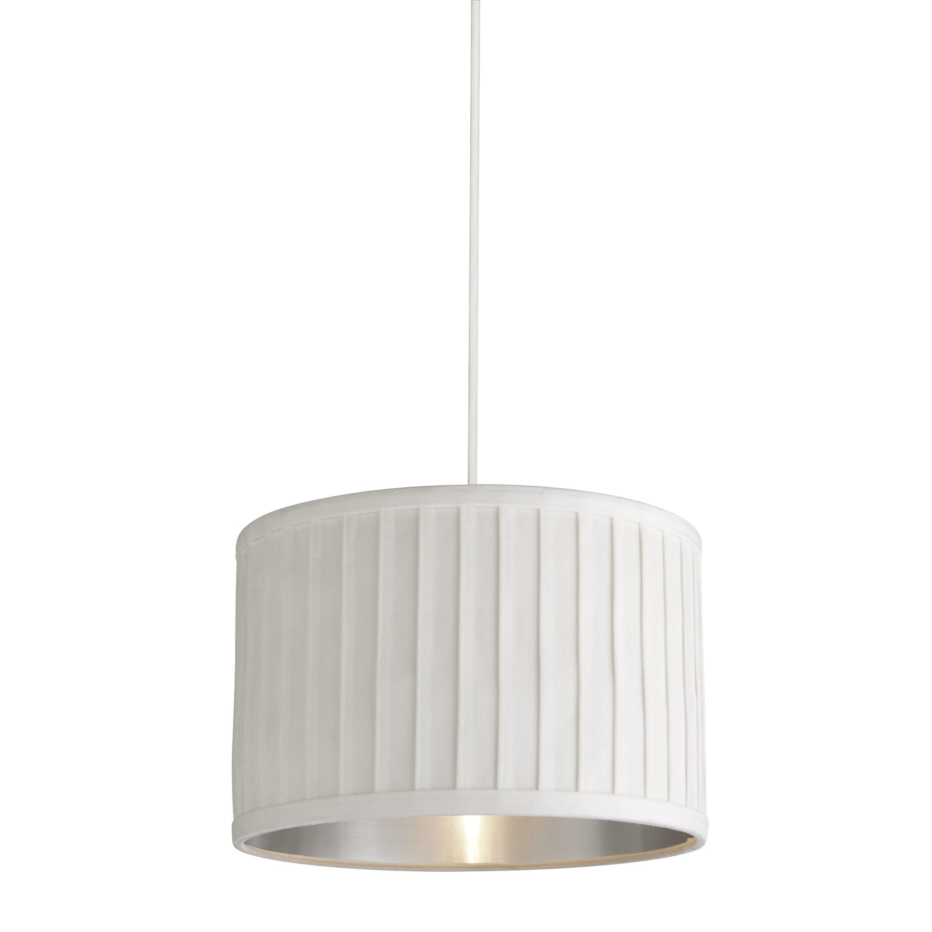 Ivory - Lighting Collection - Pleated Velvet Ivory Shade With Metallic Silver In - 2