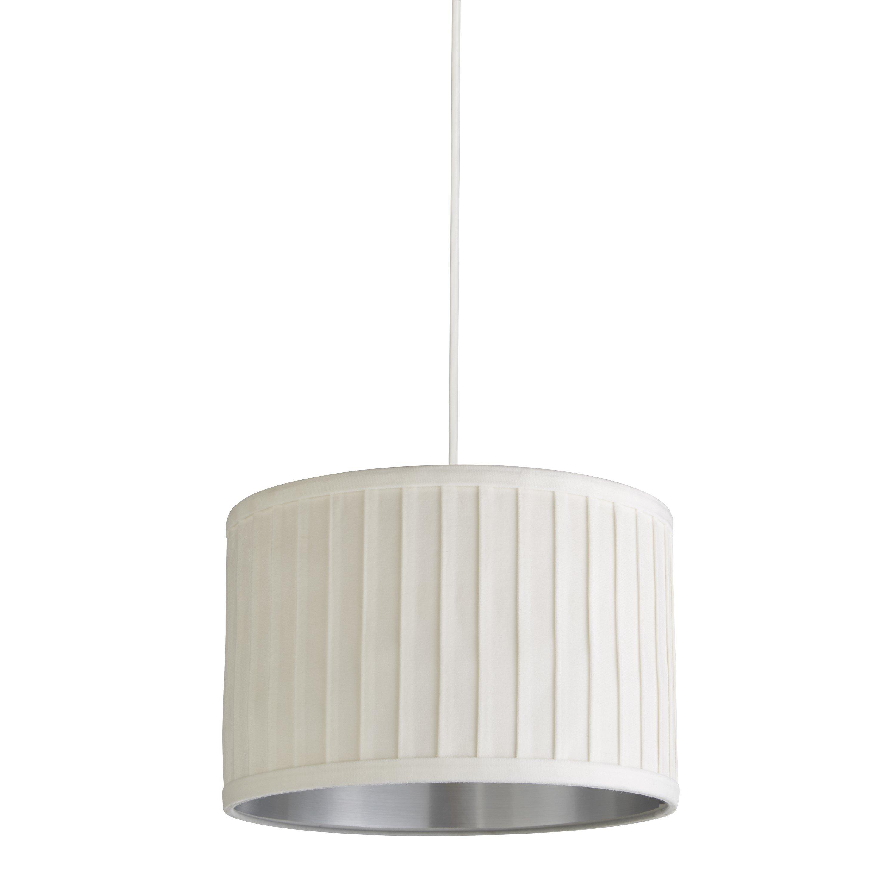 Ivory - Lighting Collection - Pleated Velvet Ivory Shade With Metallic Silver In - 3