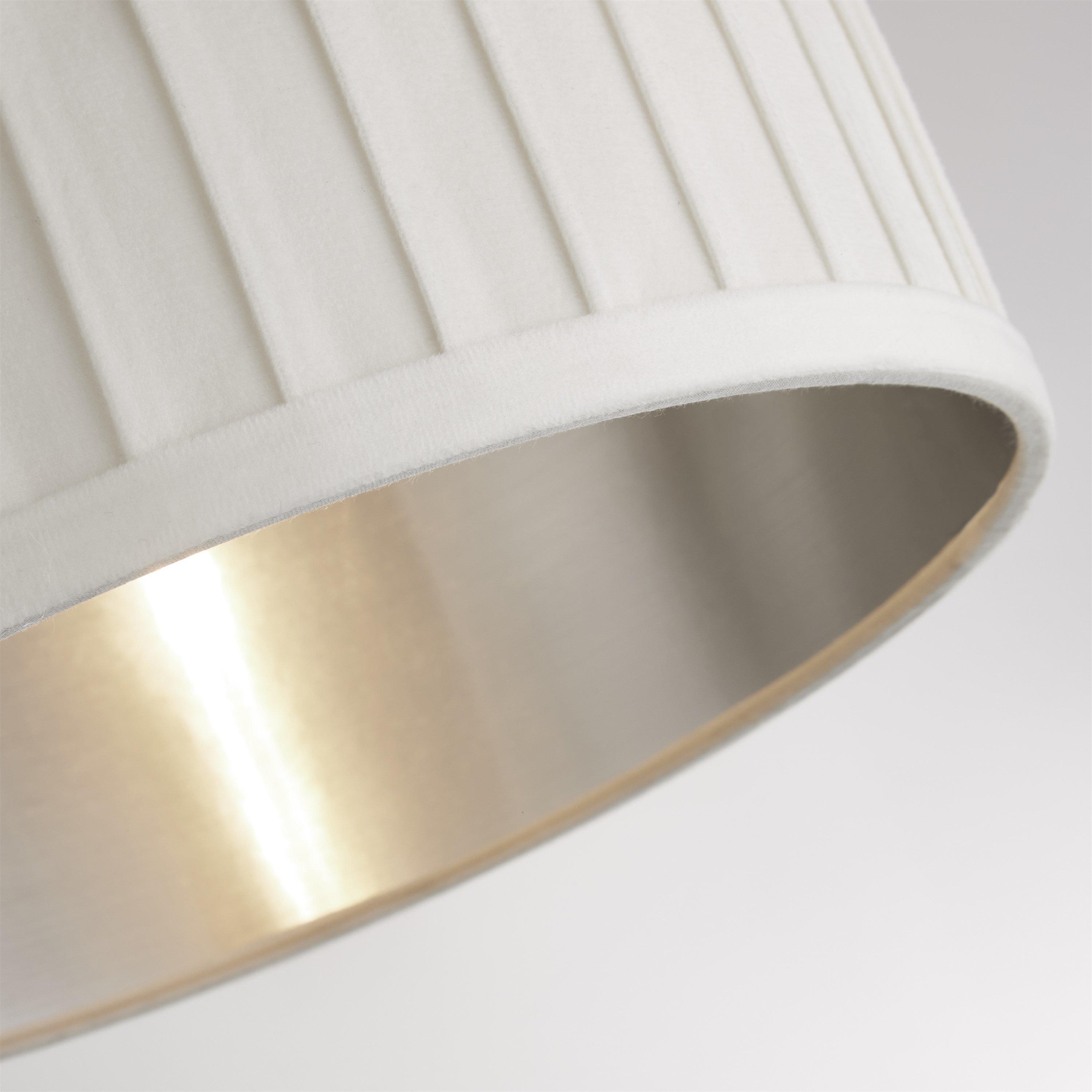 Ivory - Lighting Collection - Pleated Velvet Ivory Shade With Metallic Silver In - 4
